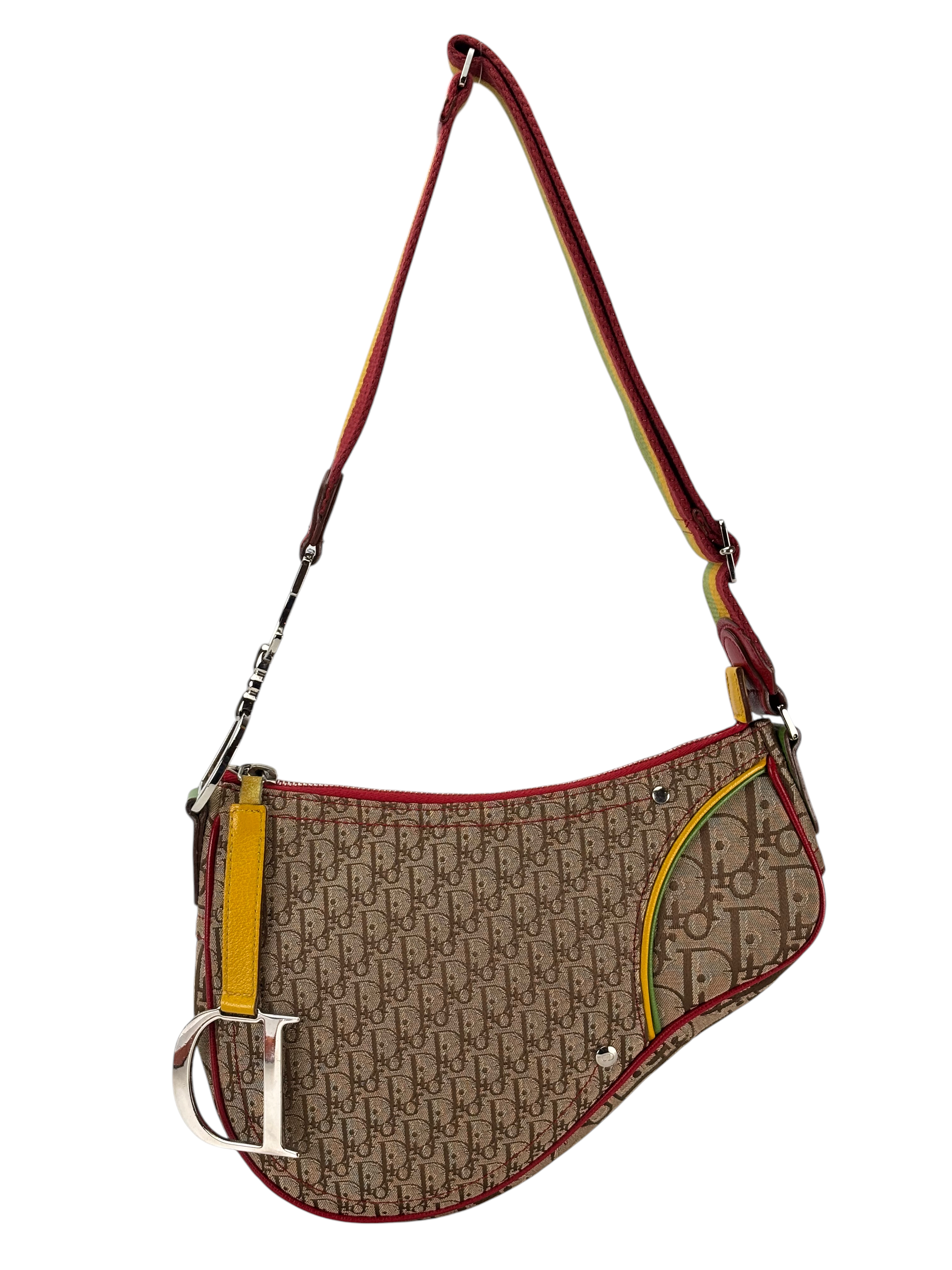 CHRISTIAN DIOR - Beige Canvas Rasta Trotter Saddle Bag
