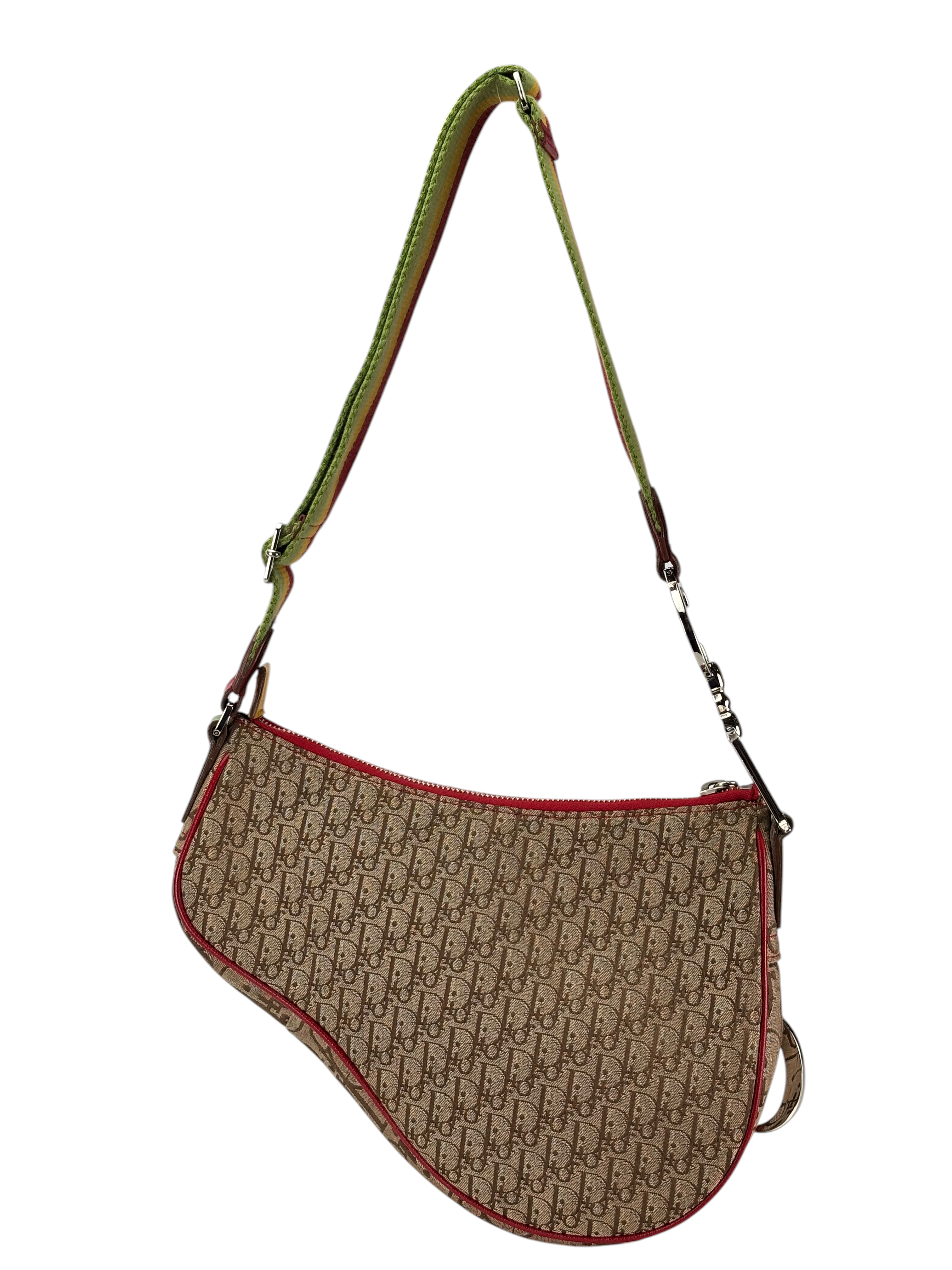 CHRISTIAN DIOR - Beige Canvas Rasta Trotter Saddle Bag