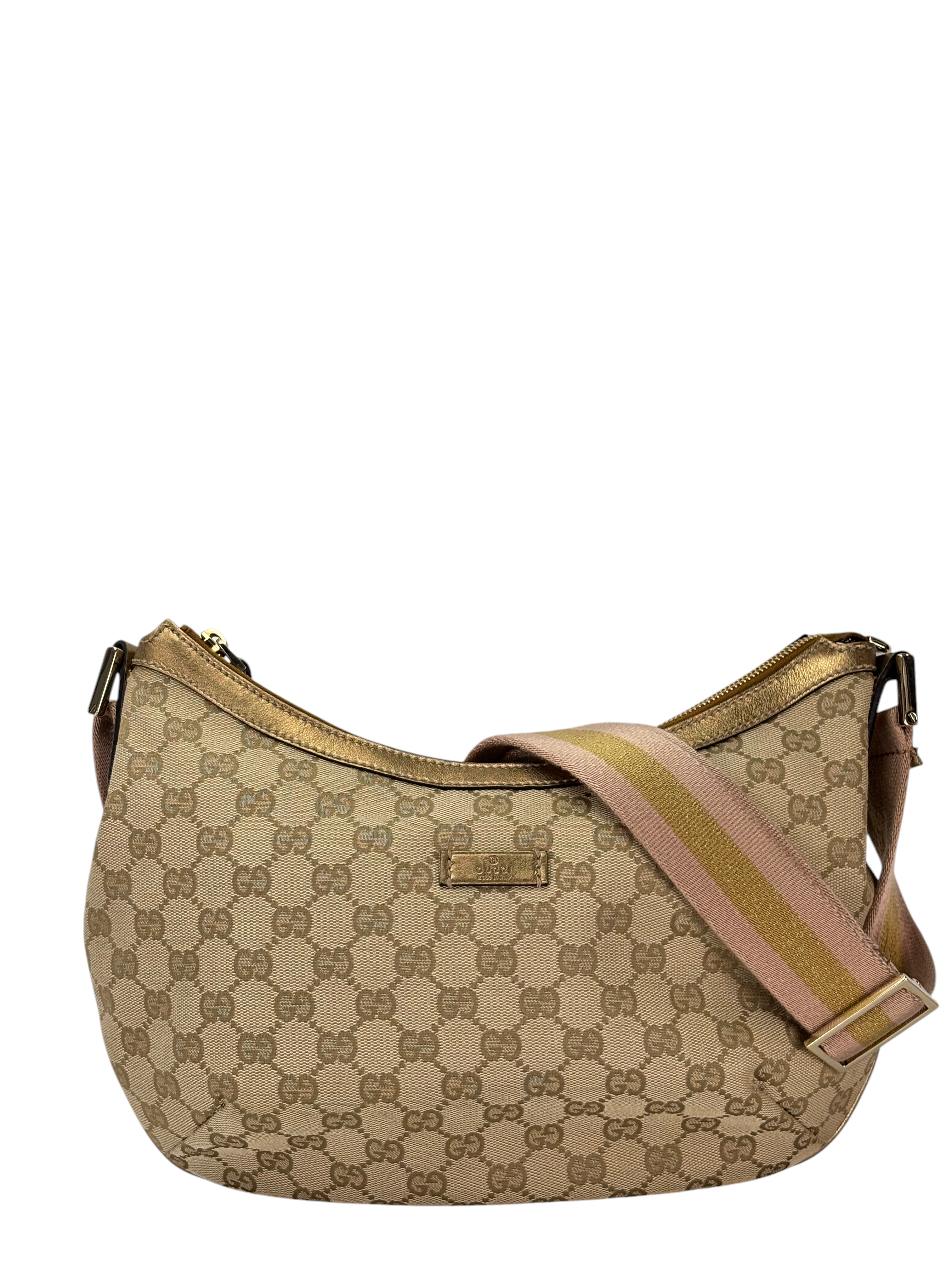 GUCCI - Monogram Canvas GG Shoulder Bag Beige
