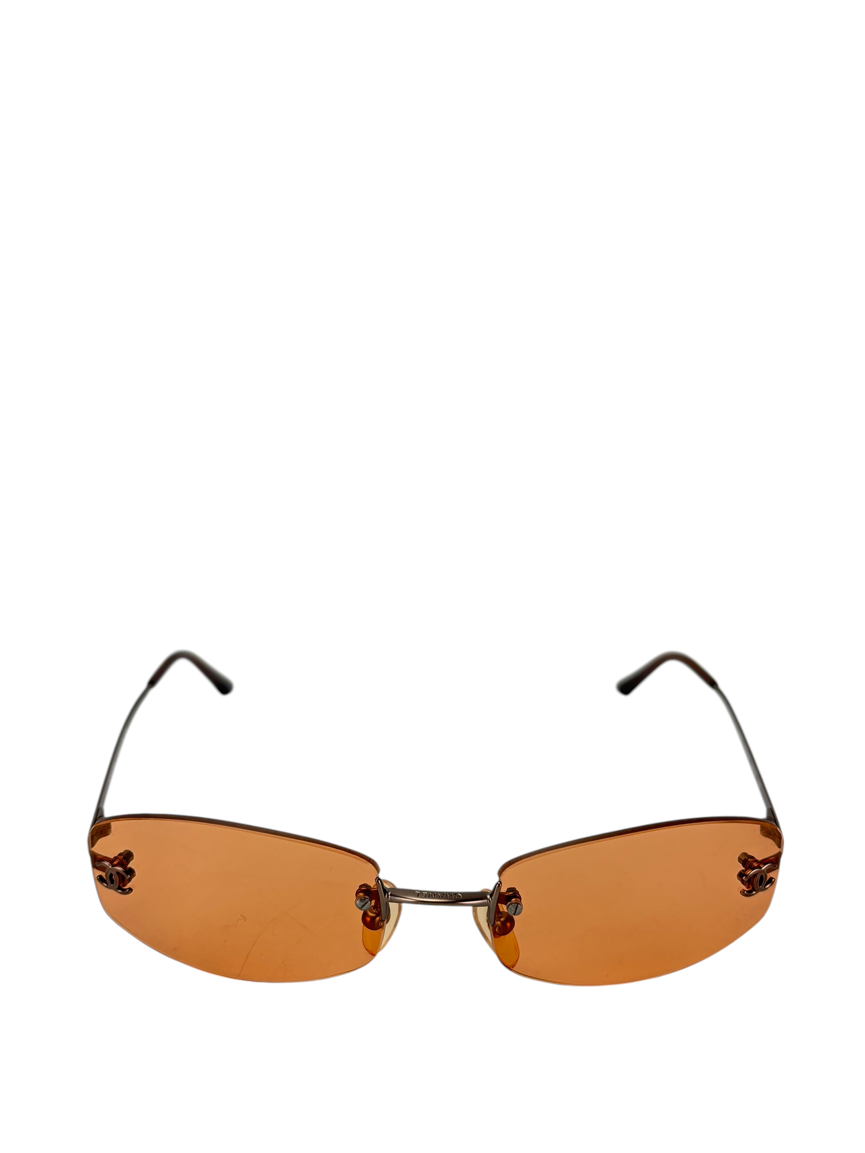 CHANEL - Orange Antique Gold CC Logo Sunglasses