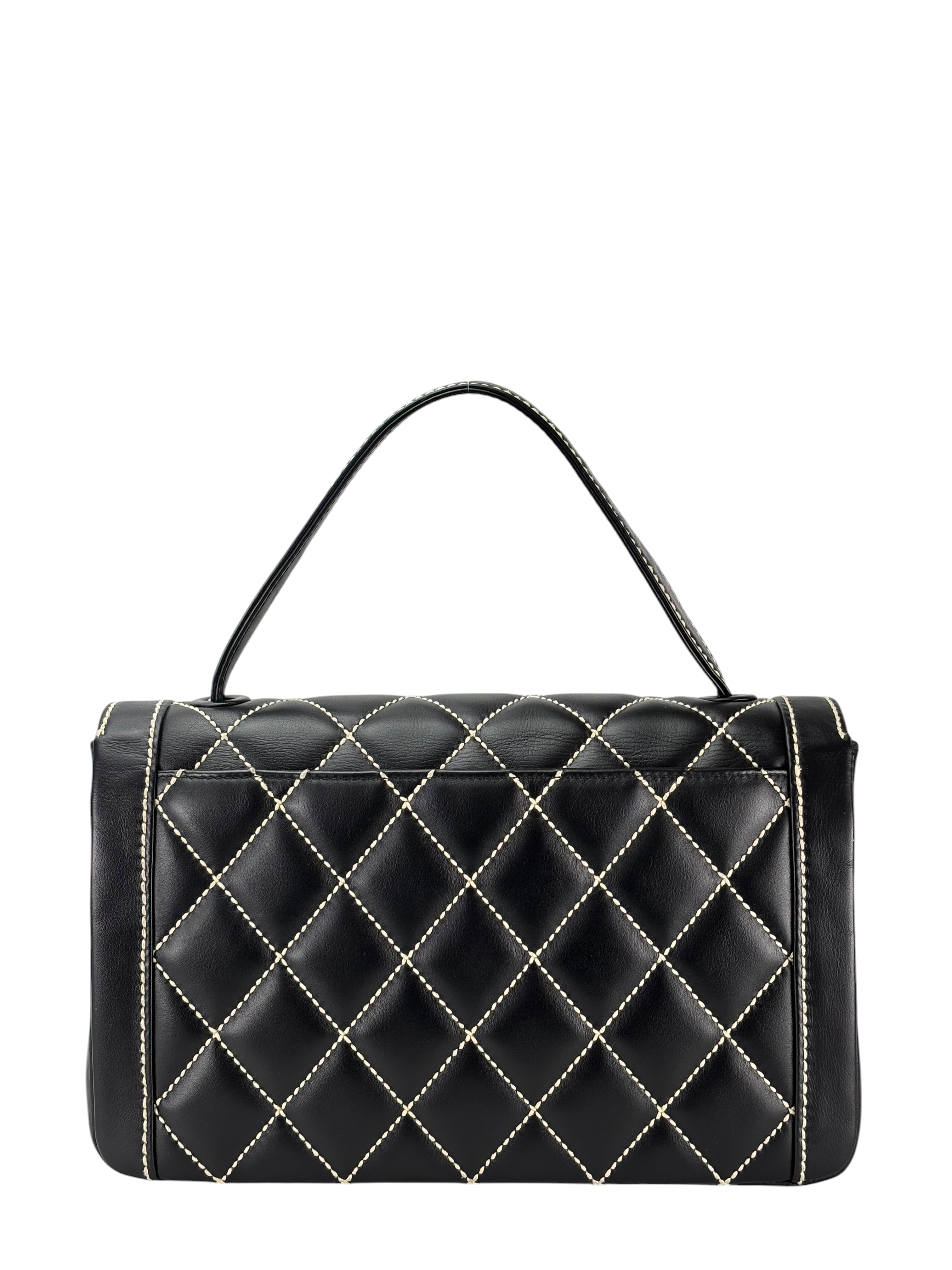 CHANEL - Black Calfskin Kelly Wild Stitch Handbag 