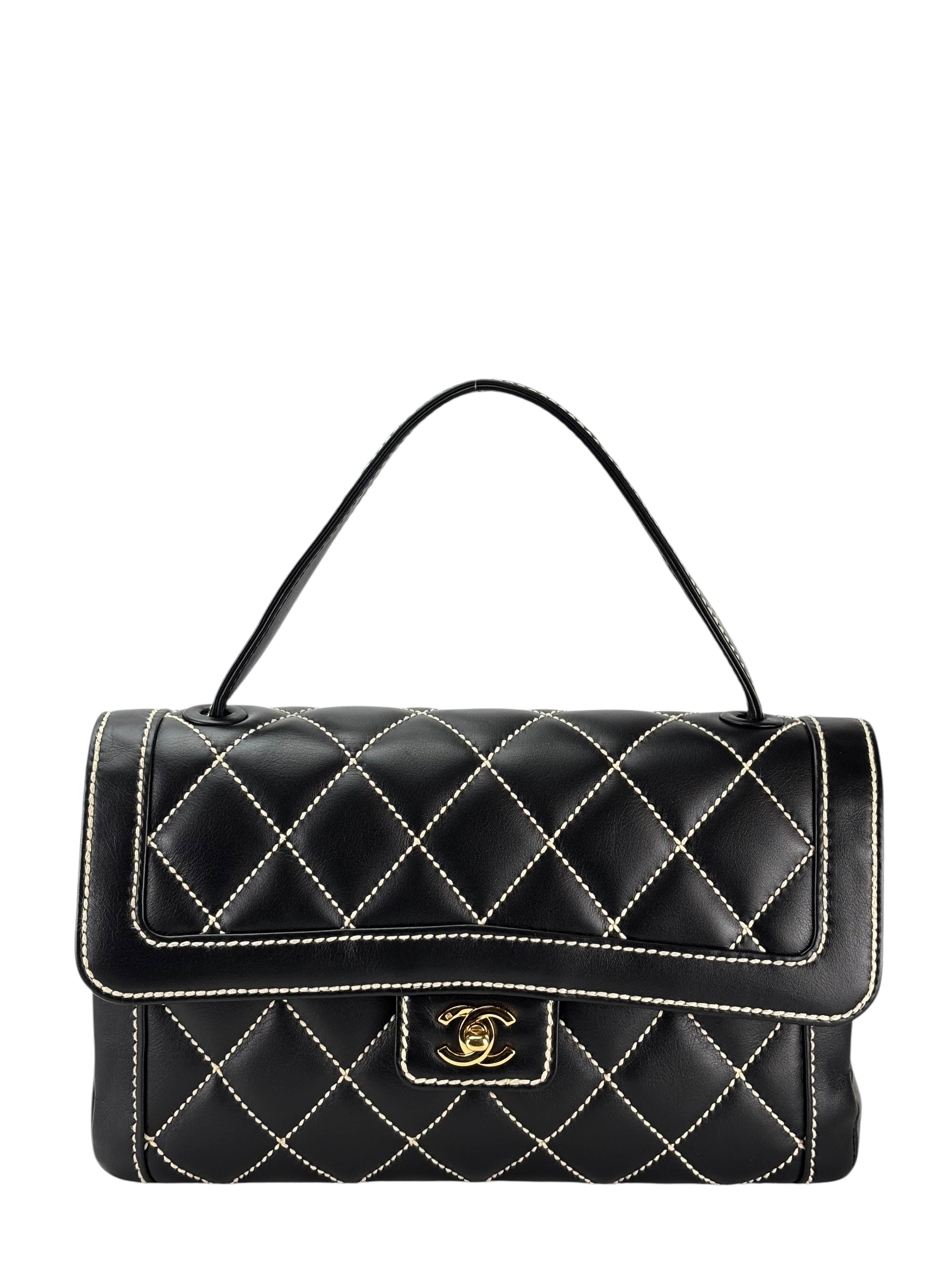CHANEL - Black Calfskin Kelly Wild Stitch Handbag 