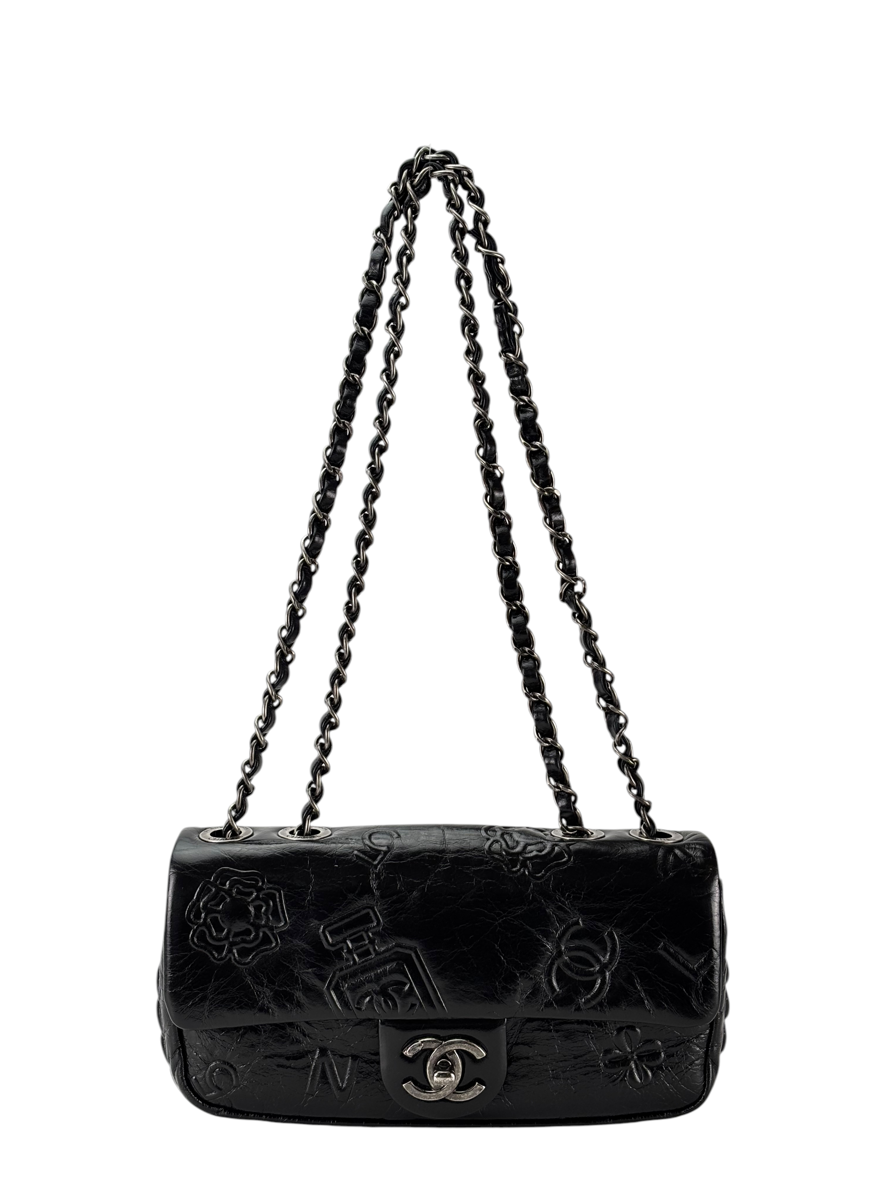 CHANEL - Black Calfskin Single Flap 23 Chain Bag