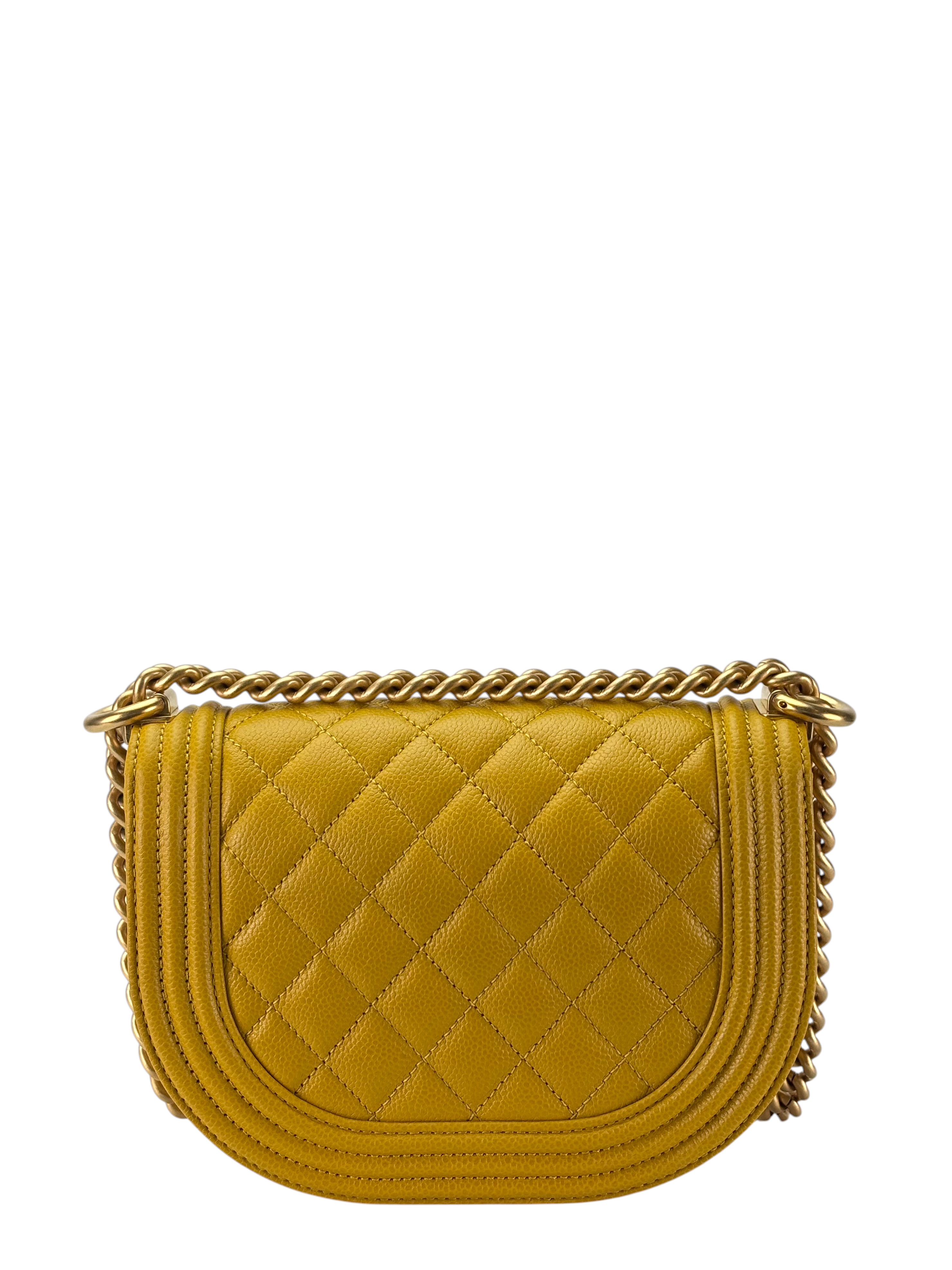 CHANEL - Yellow Caviar Le Boy Saddle Messenger Bag