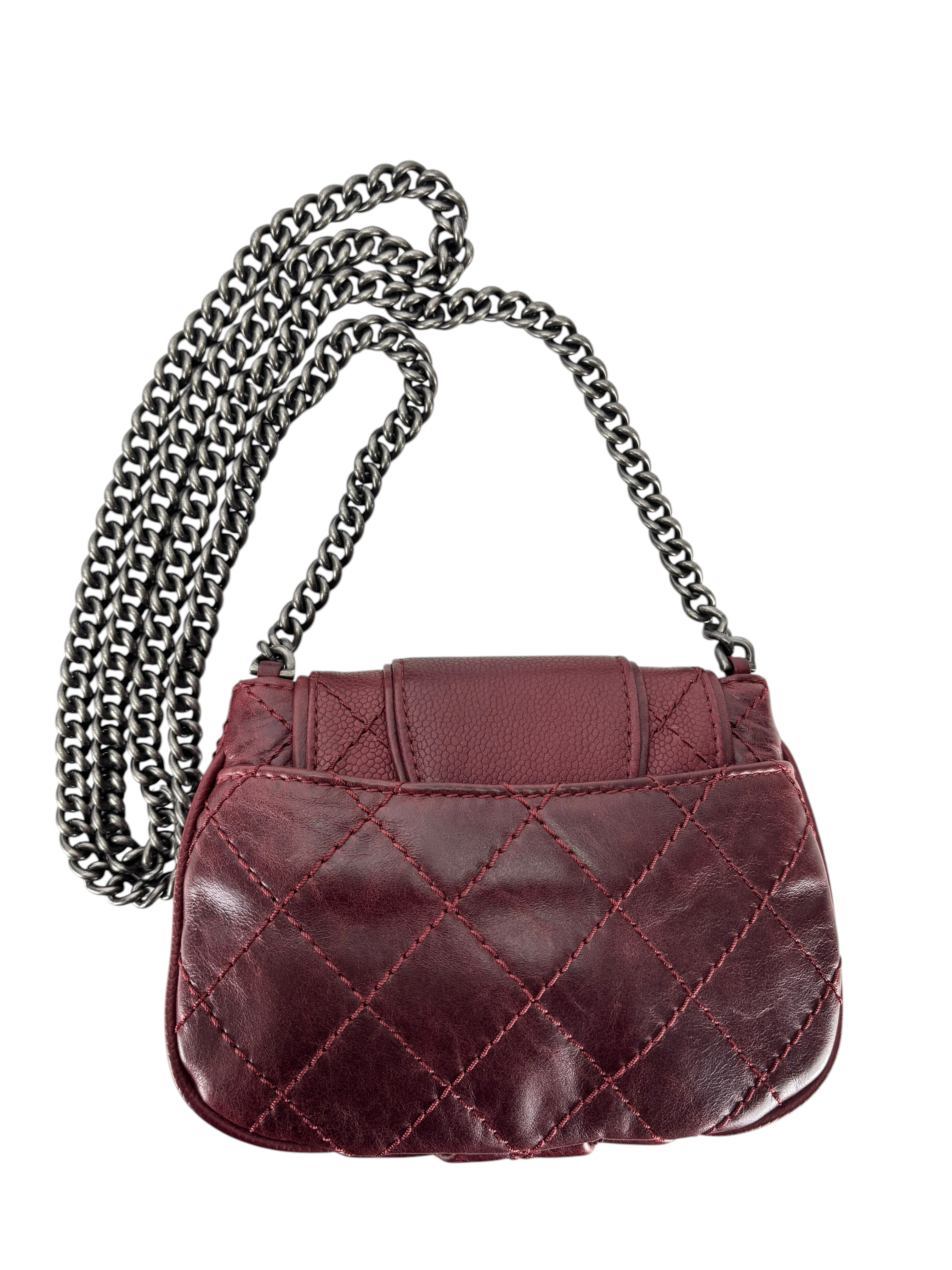 CHANEL - Red Calfskin Mini Bubble Graphic Crossbody Bag
