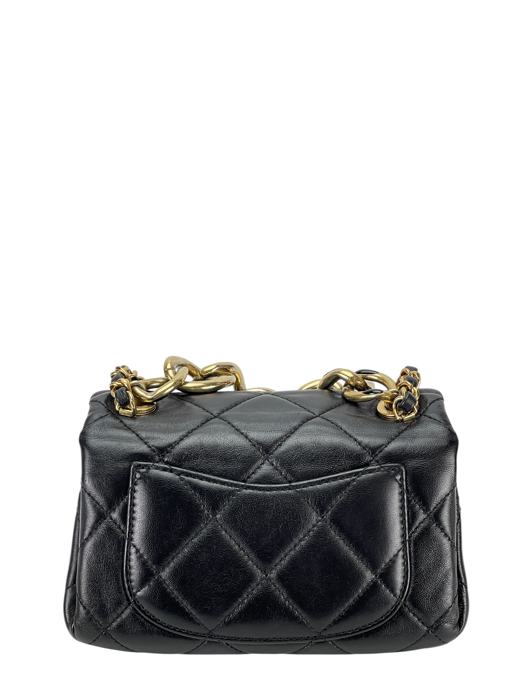 CHANEL - 22A Black Lambskin Mini Flap Bag 
