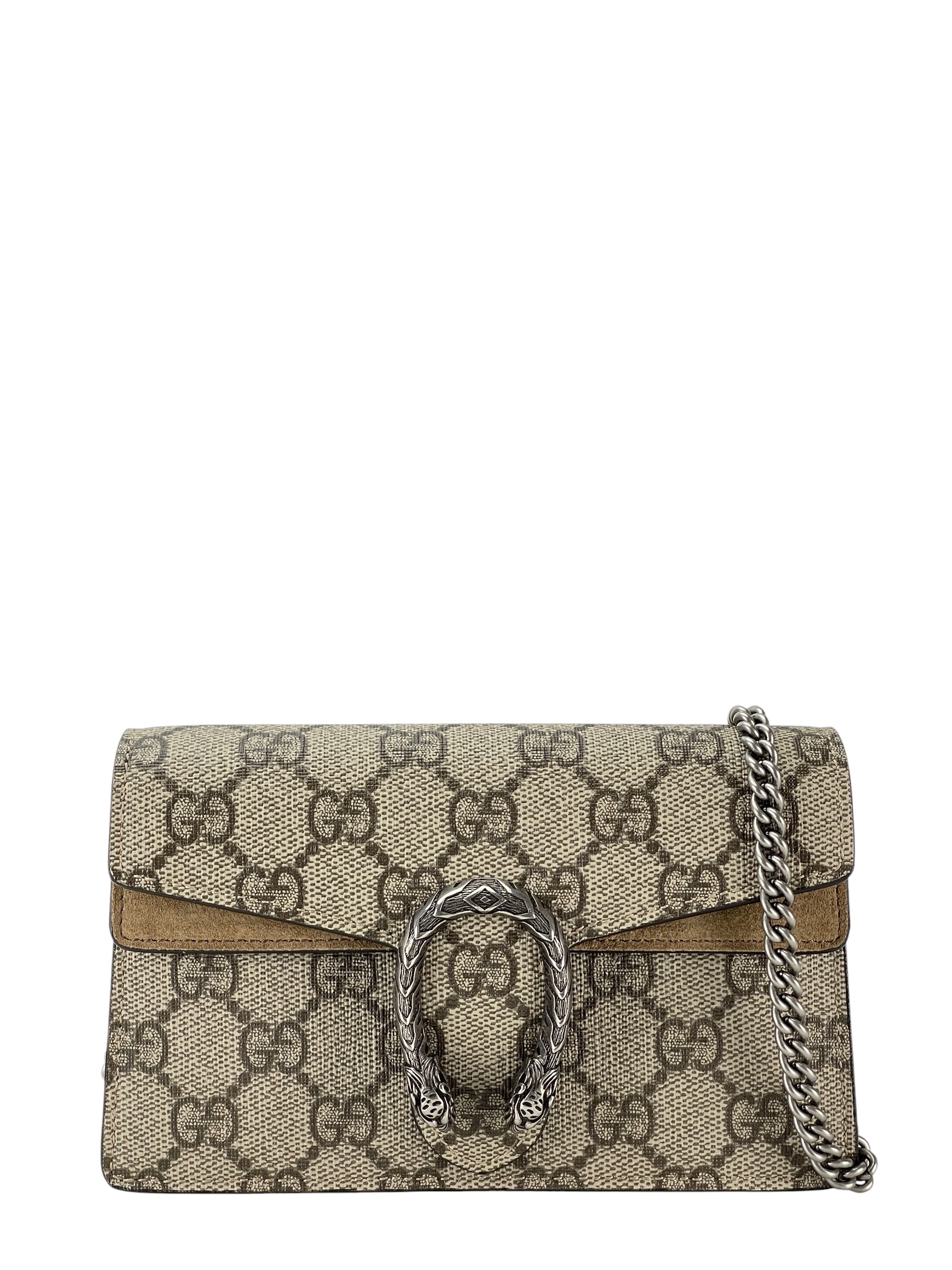 GUCCI - Beige Canvas Dionysus Mini Crossbody Chain Bag