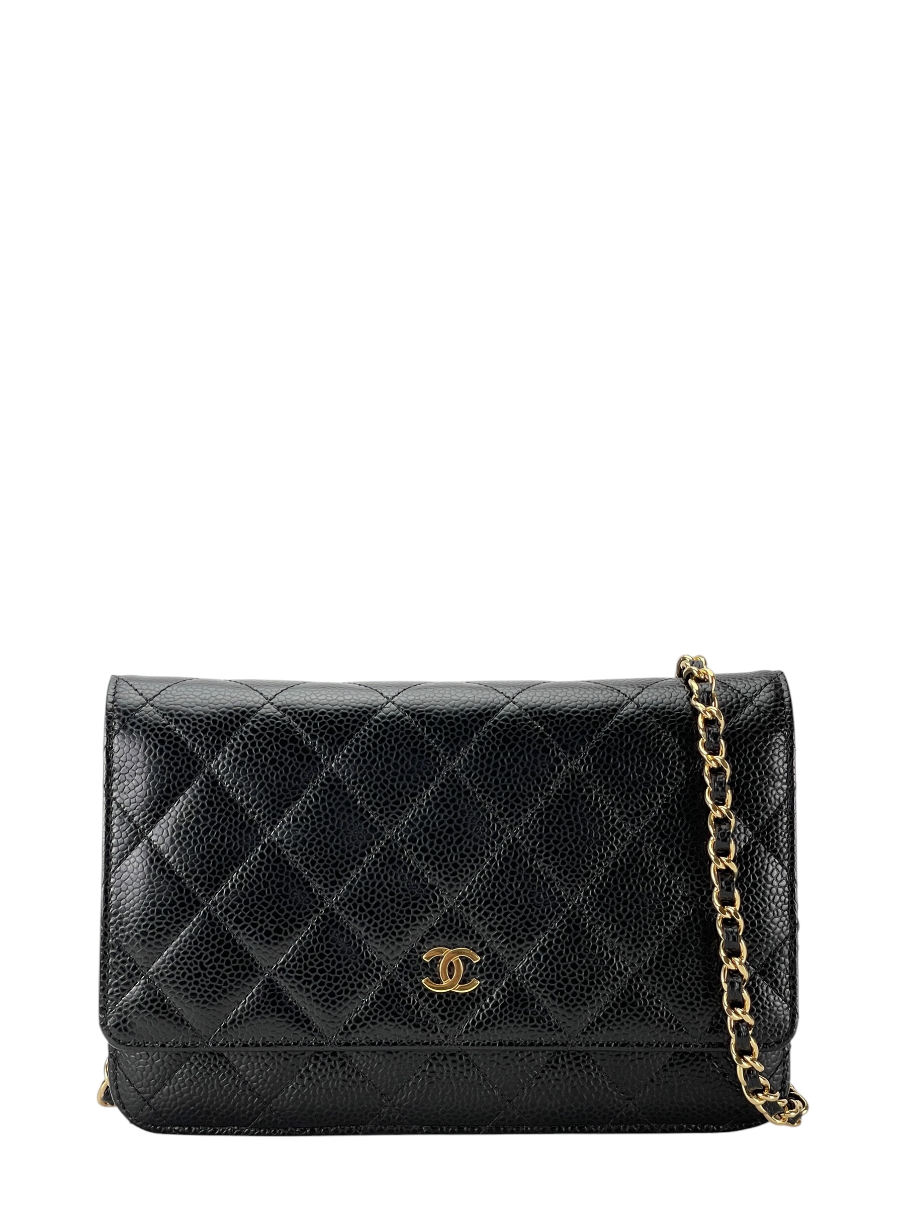 CHANEL - Black Caviar Wallet On Chain Gold-Tone Metal (WOC)