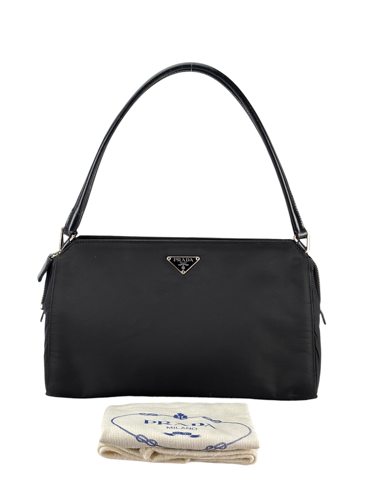 PRADA - Black Nylon Formal Handbag