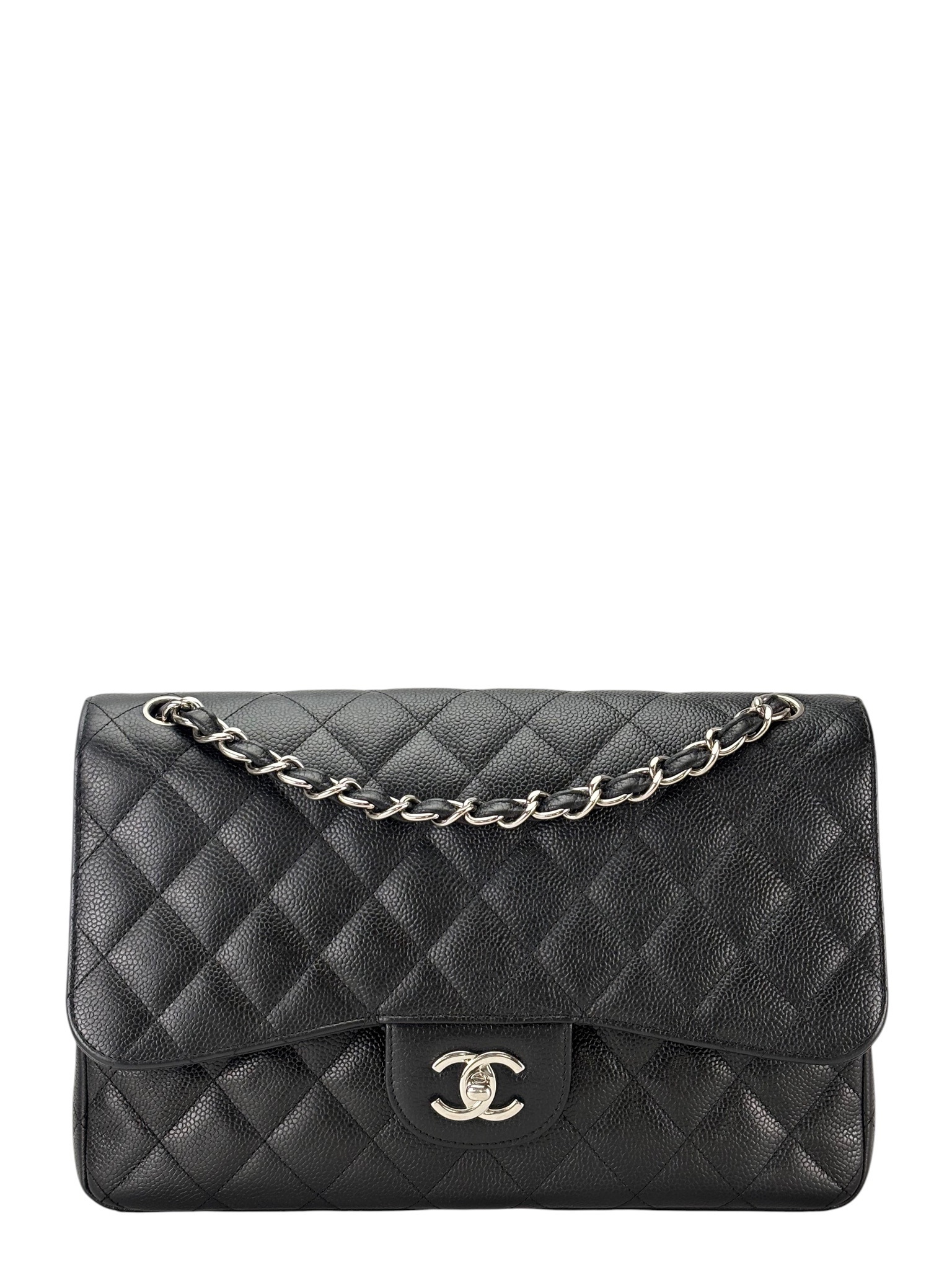 CHANEL - Black Caviar Jumbo Flap Bag 30