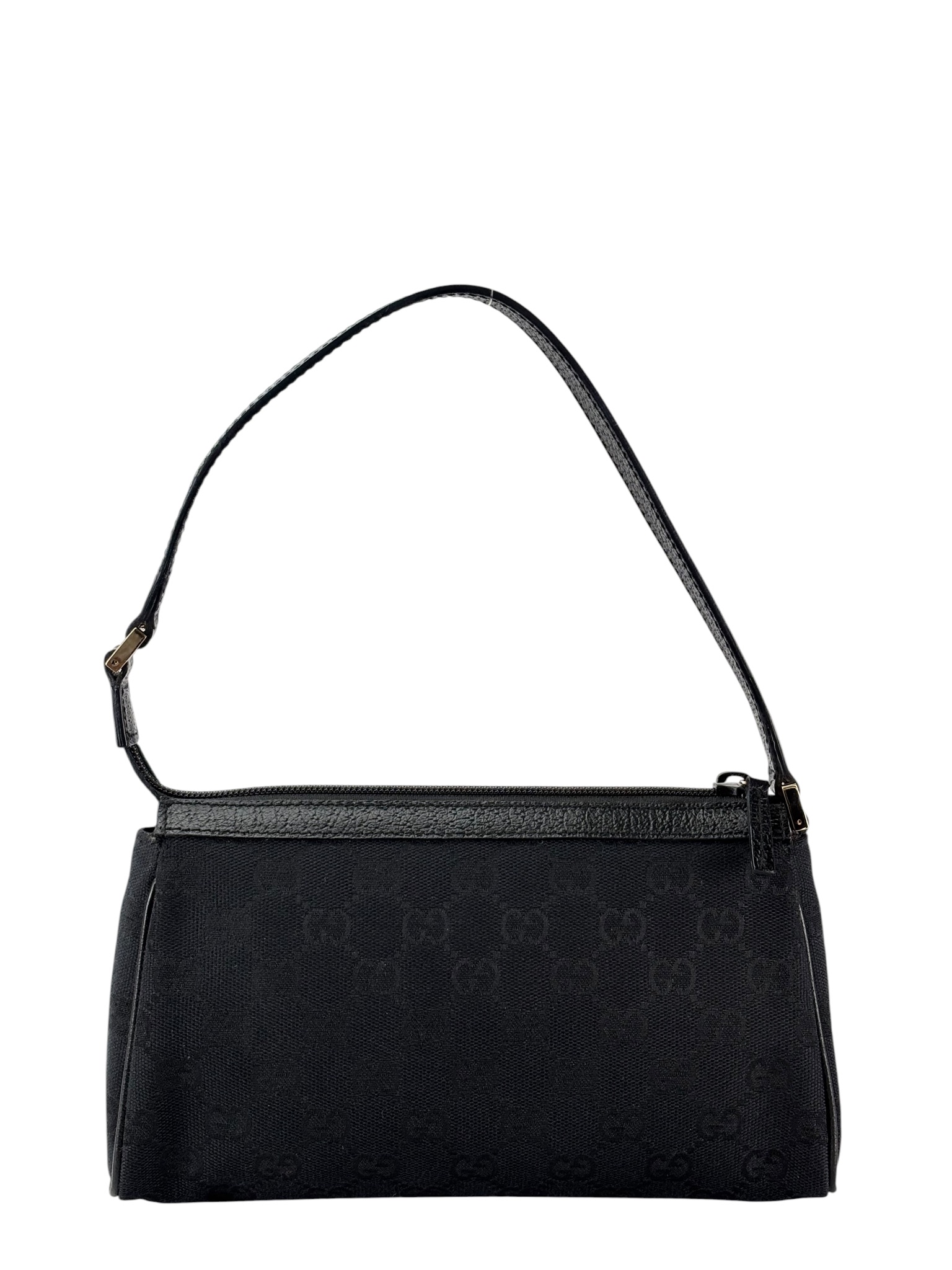 GUCCI - Black Canvas Leather GG Handbag