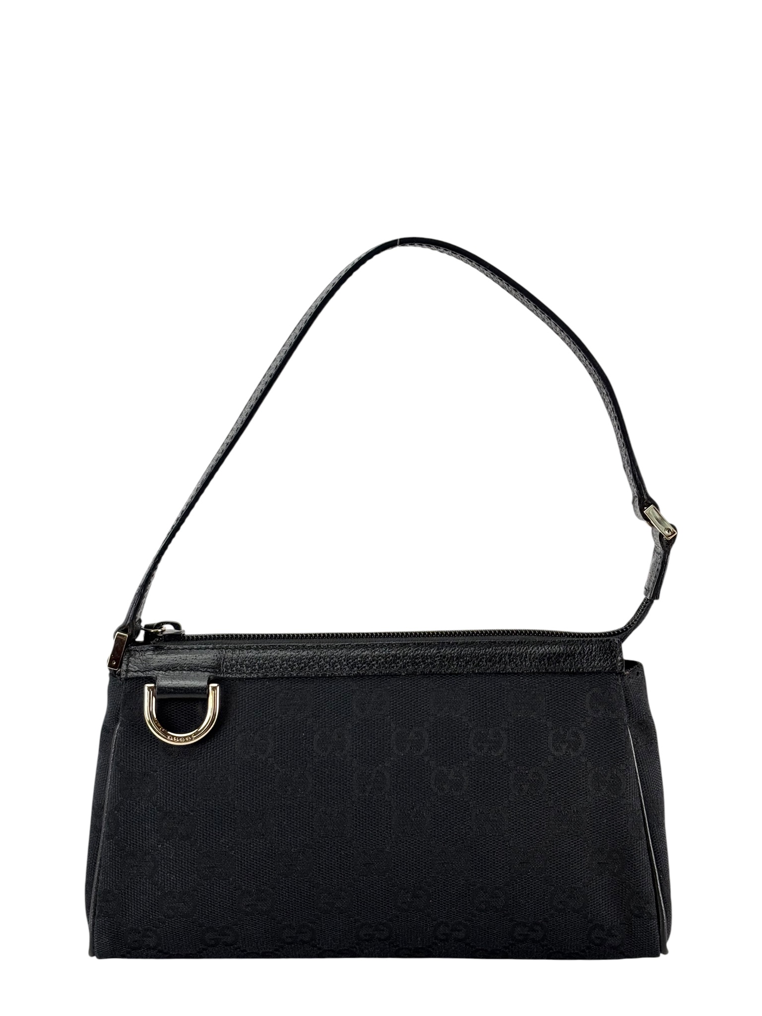 GUCCI - Black Canvas Leather GG Handbag