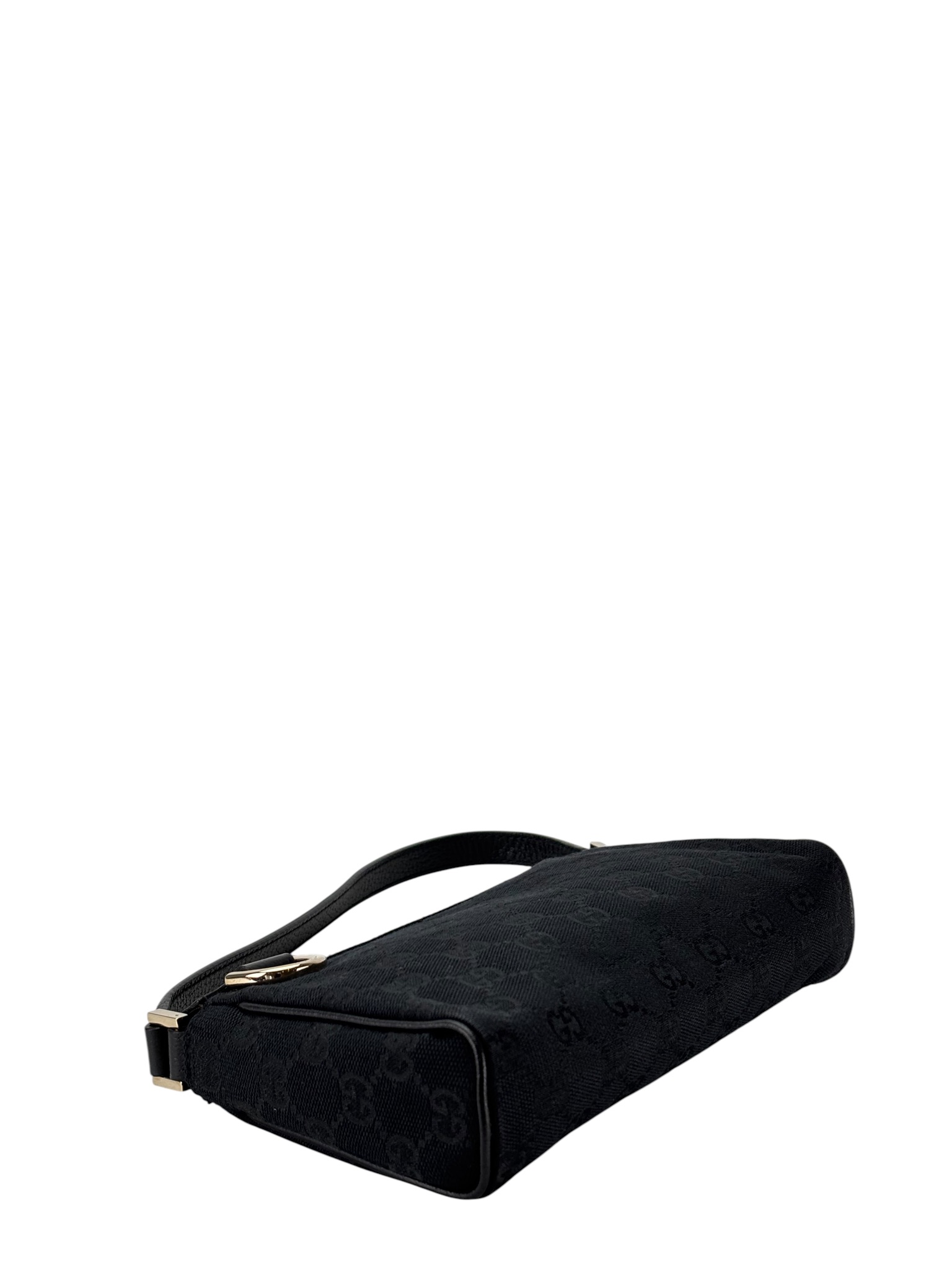 GUCCI - Black Canvas Leather GG Handbag
