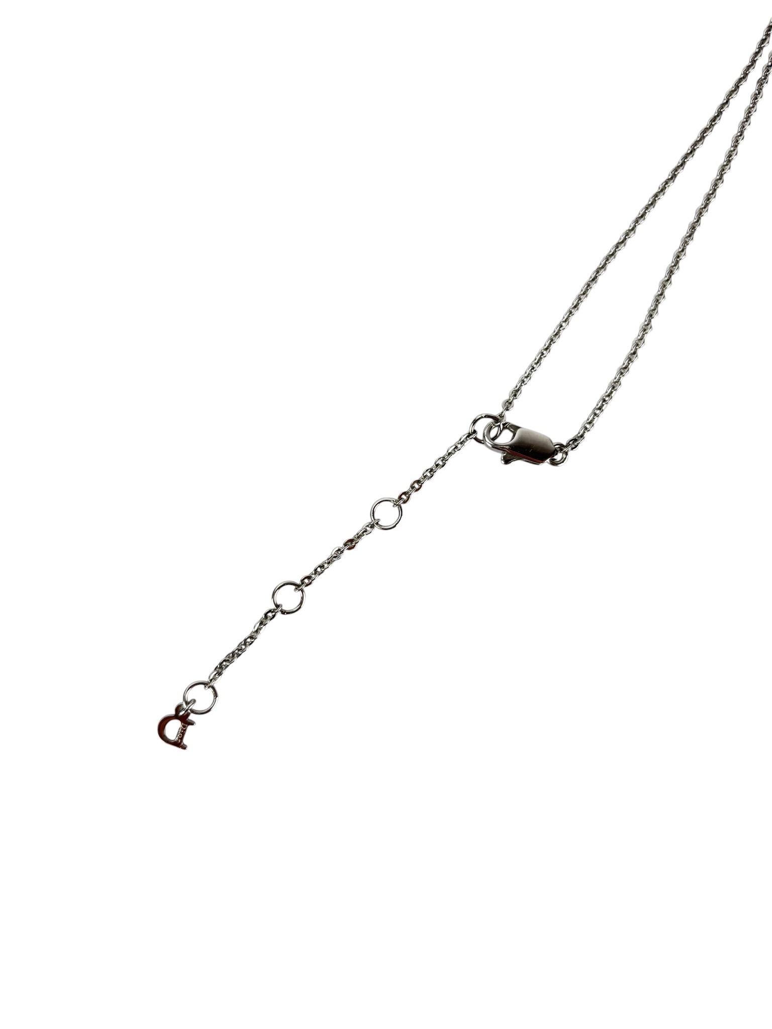 CHRISTIAN DIOR - Silver Logo Rhinestone Necklace 