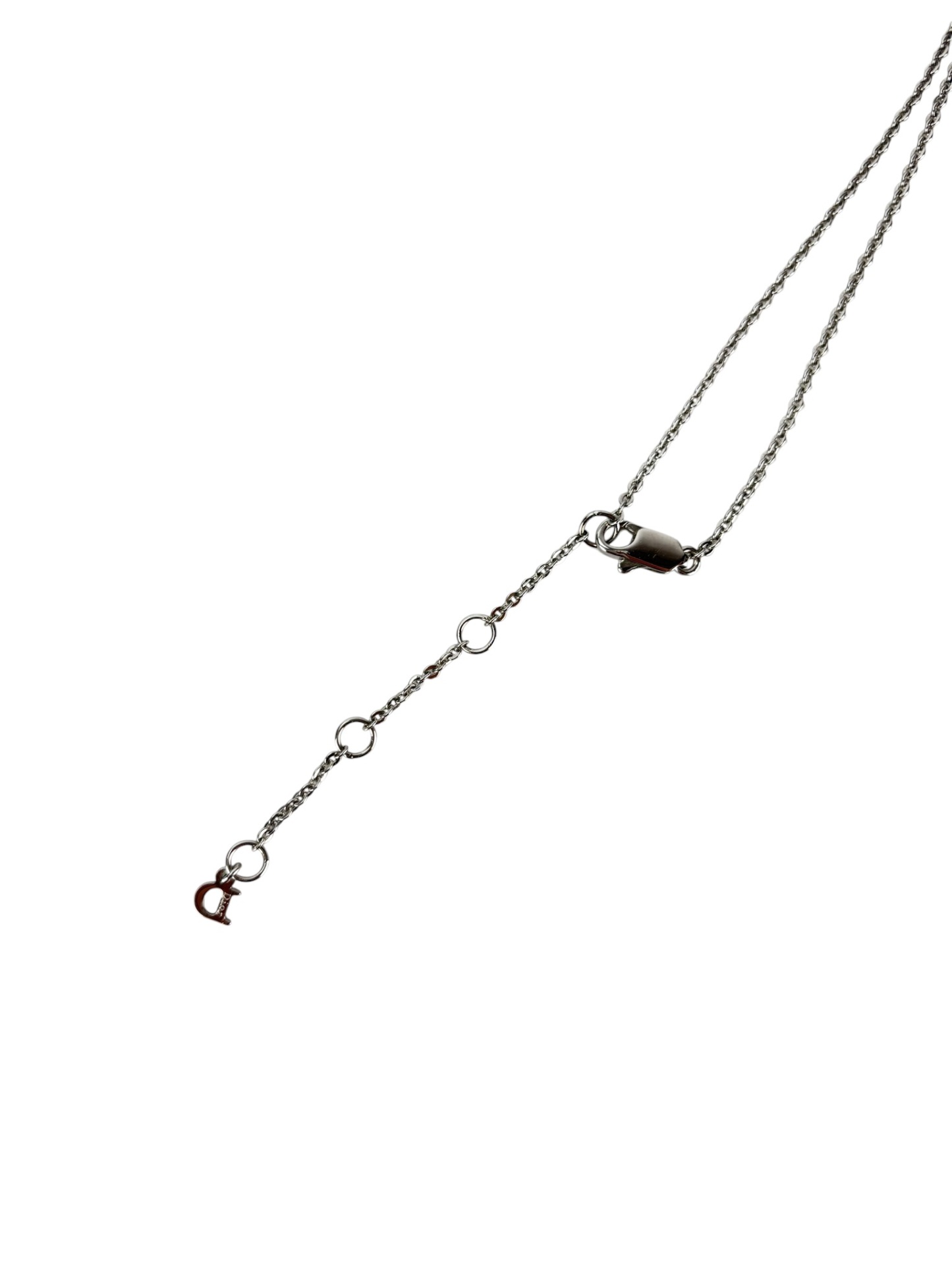 CHRISTIAN DIOR - Silver Logo Rhinestone Necklace 