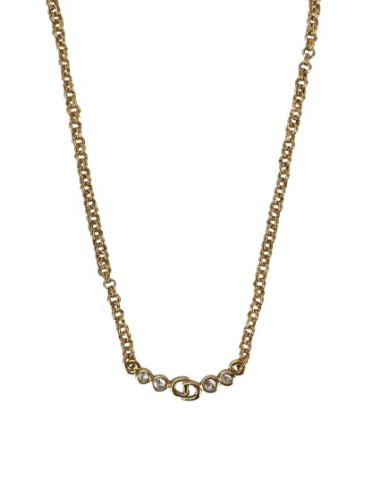 CHRISTIAN DIOR - Gold CD Logo Rhinestone Choker