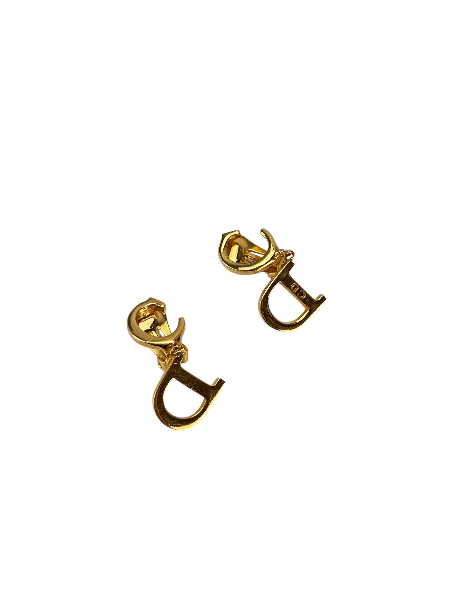 CHRISTIAN DIOR - Gold D Logo Earrings