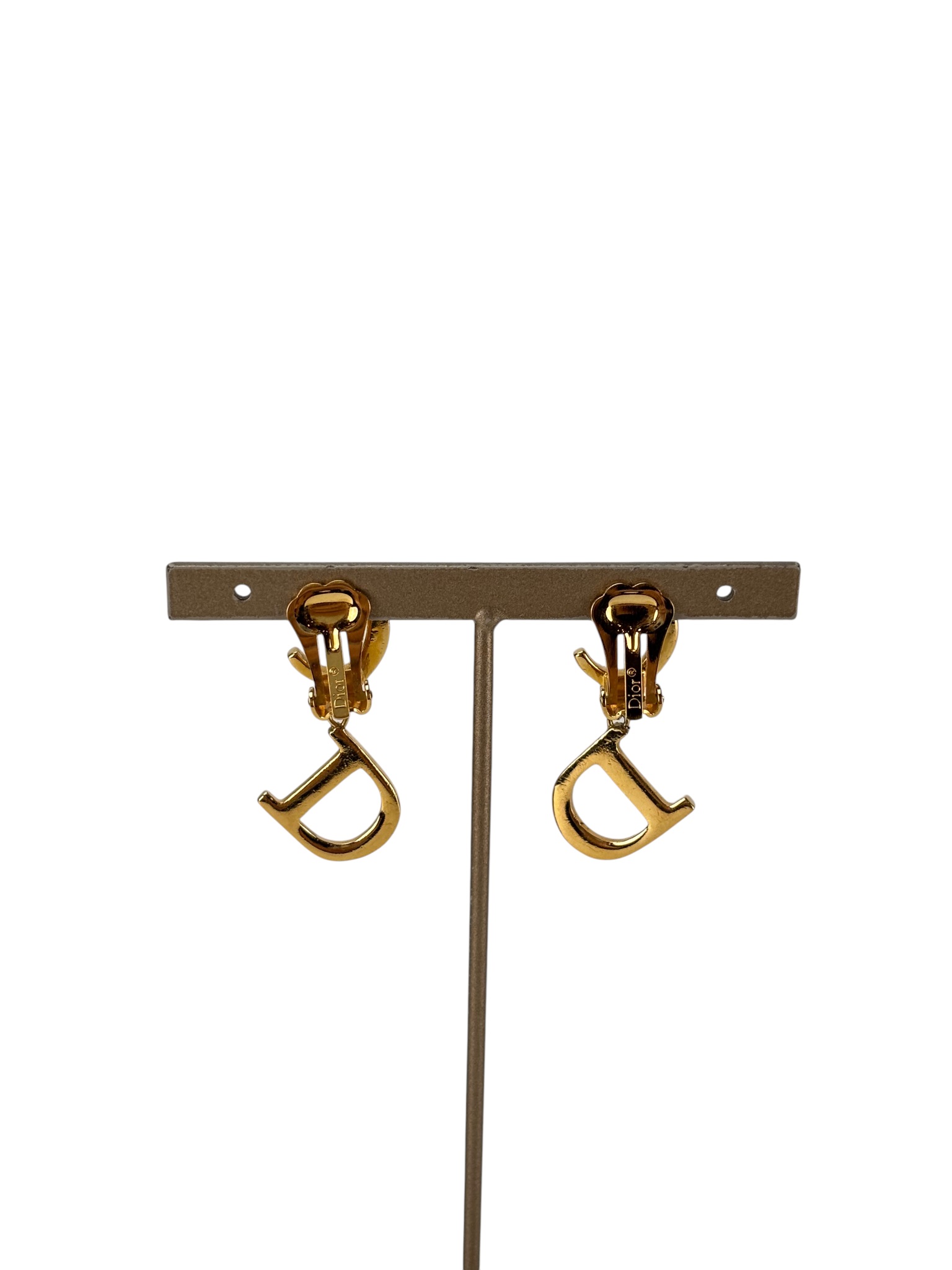 CHRISTIAN DIOR - Gold D Logo Earrings