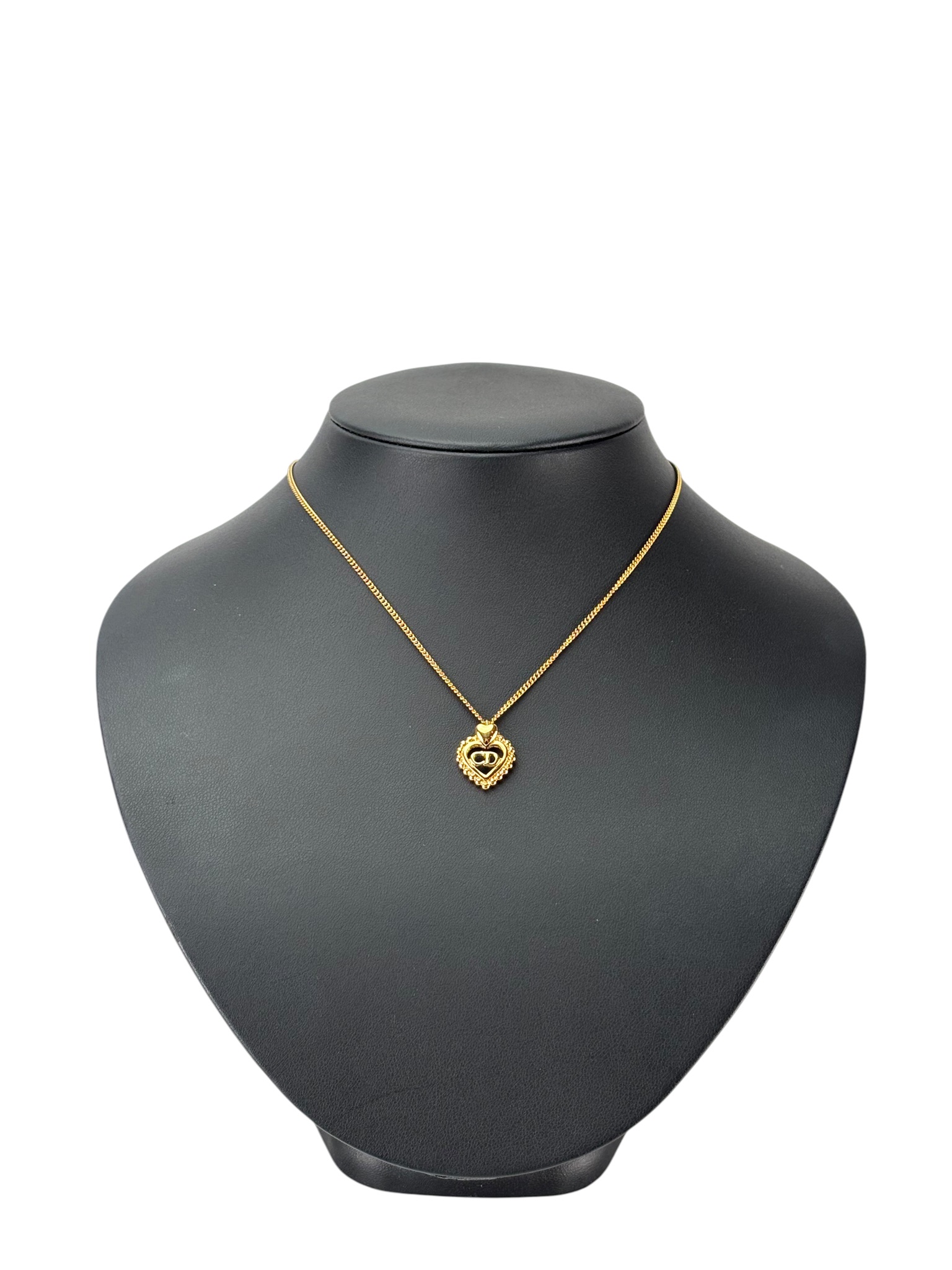 CHRISTIAN DIOR - Gold CD Logo Heart Necklace