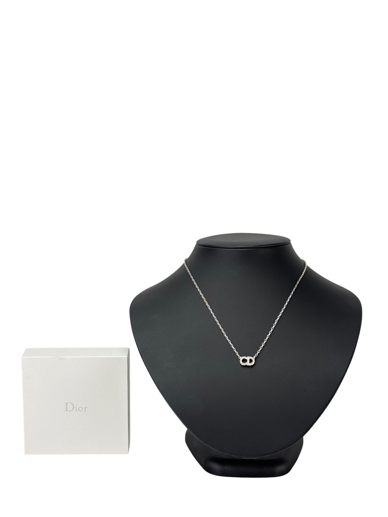 CHRISTIAN DIOR - Silver Petit CD Rhinestone Necklace