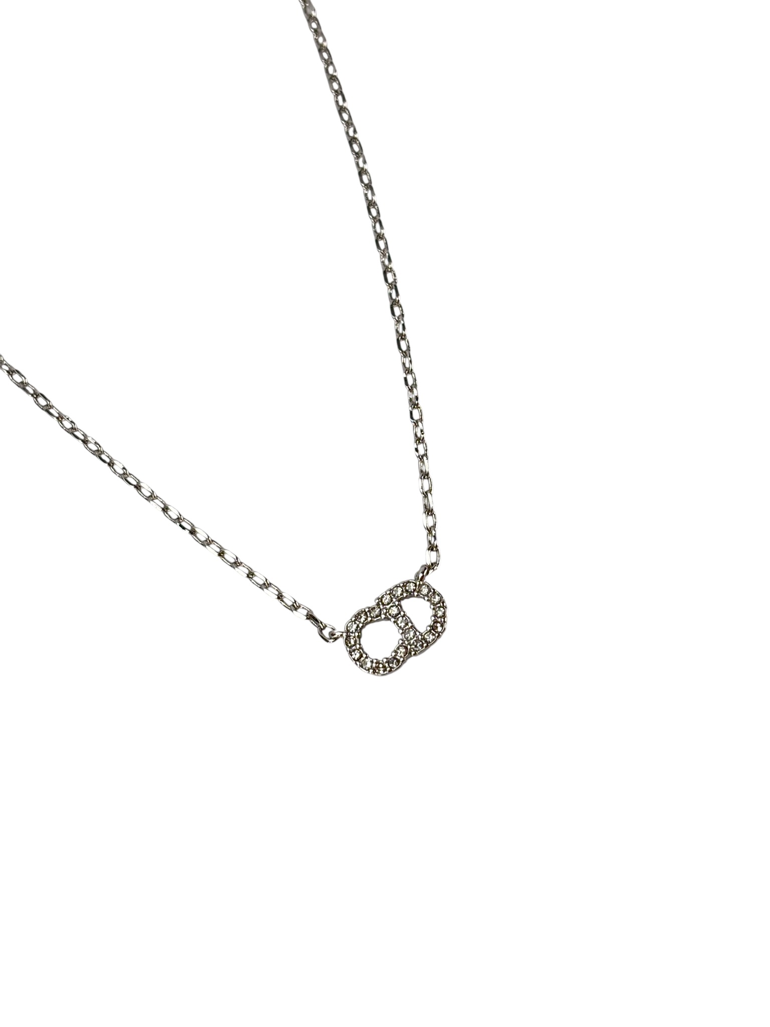 CHRISTIAN DIOR - Silver Petit CD Rhinestone Necklace