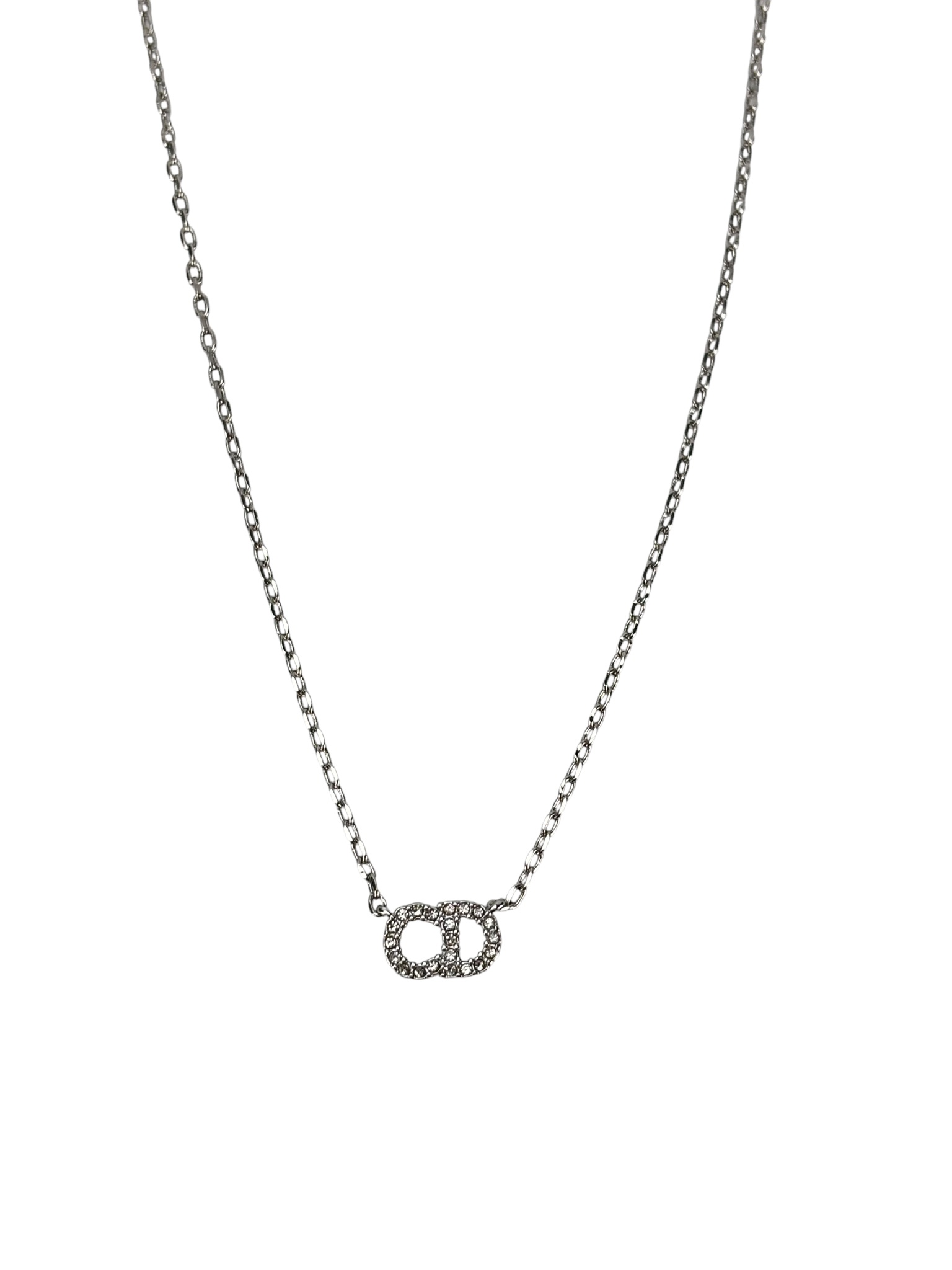 CHRISTIAN DIOR - Silver Petit CD Rhinestone Necklace