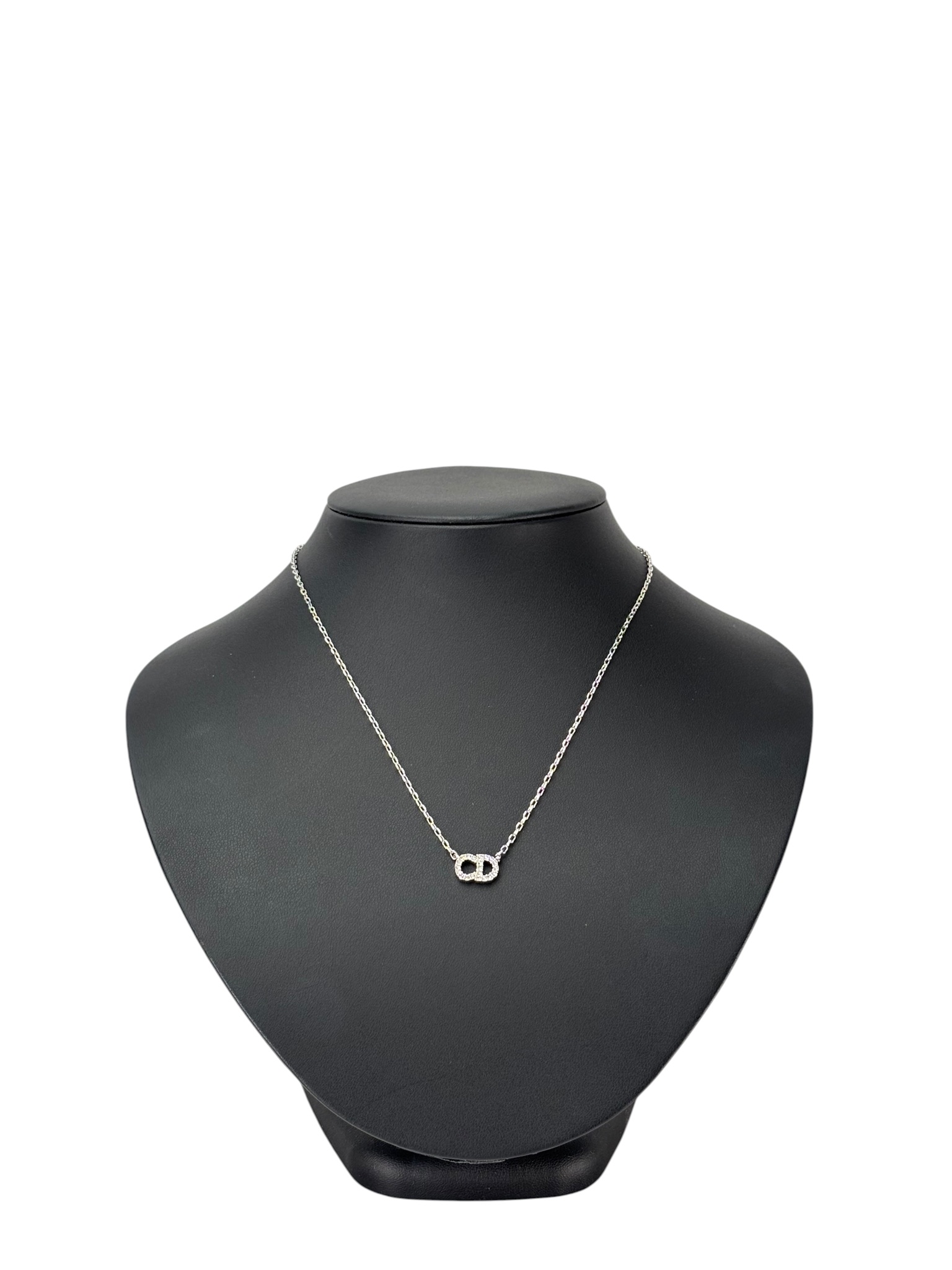 CHRISTIAN DIOR - Silver Petit CD Rhinestone Necklace