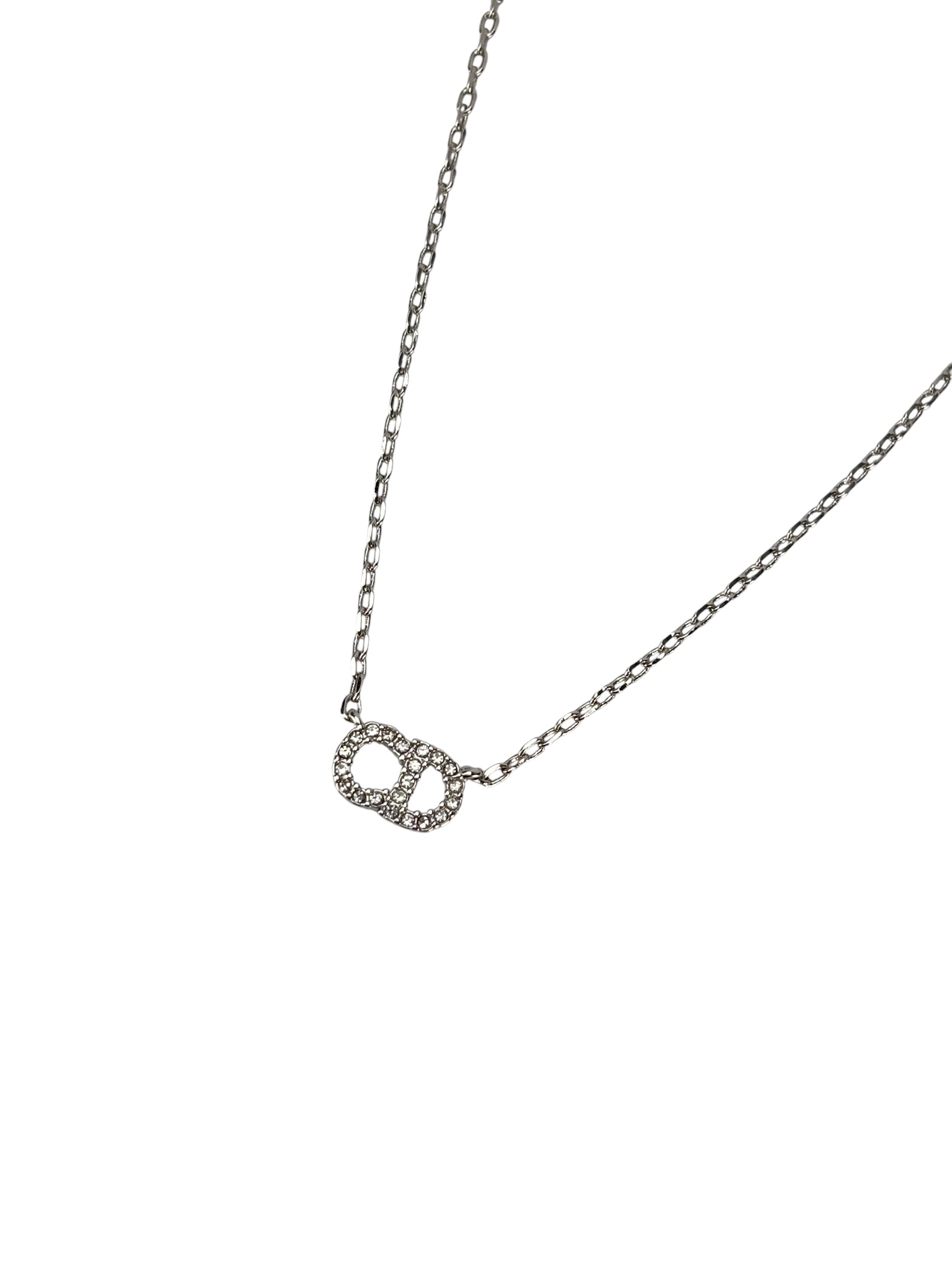CHRISTIAN DIOR - Silver Petit CD Rhinestone Necklace