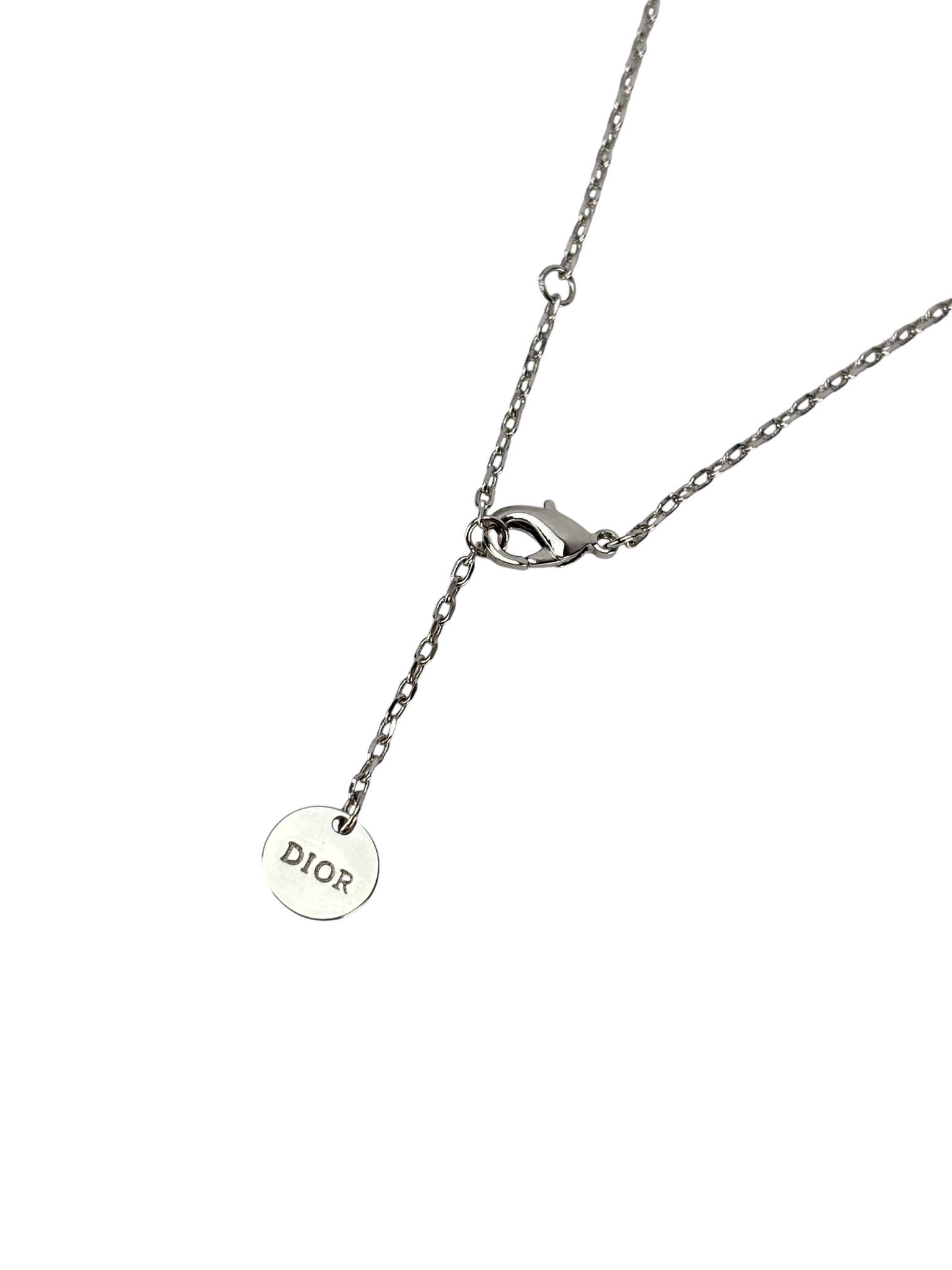 CHRISTIAN DIOR - Silver Petit CD Rhinestone Necklace