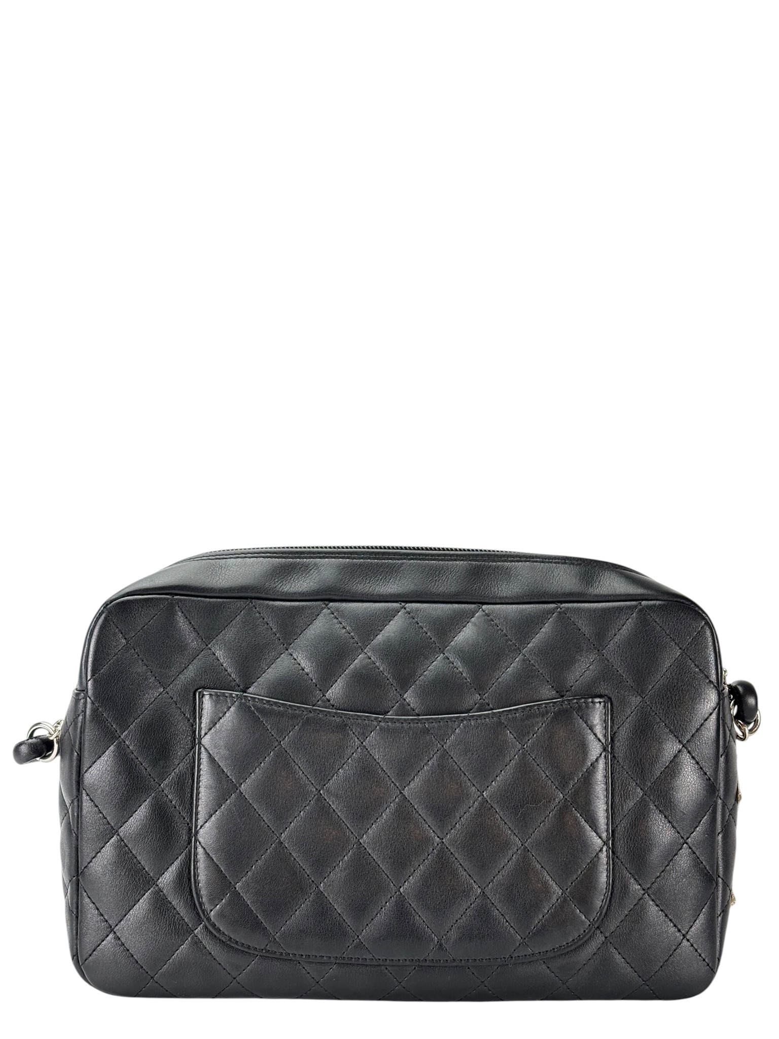 CHANEL - Black  Lambskin Cambon Ligne Shoulder Bag Sliver Hardware