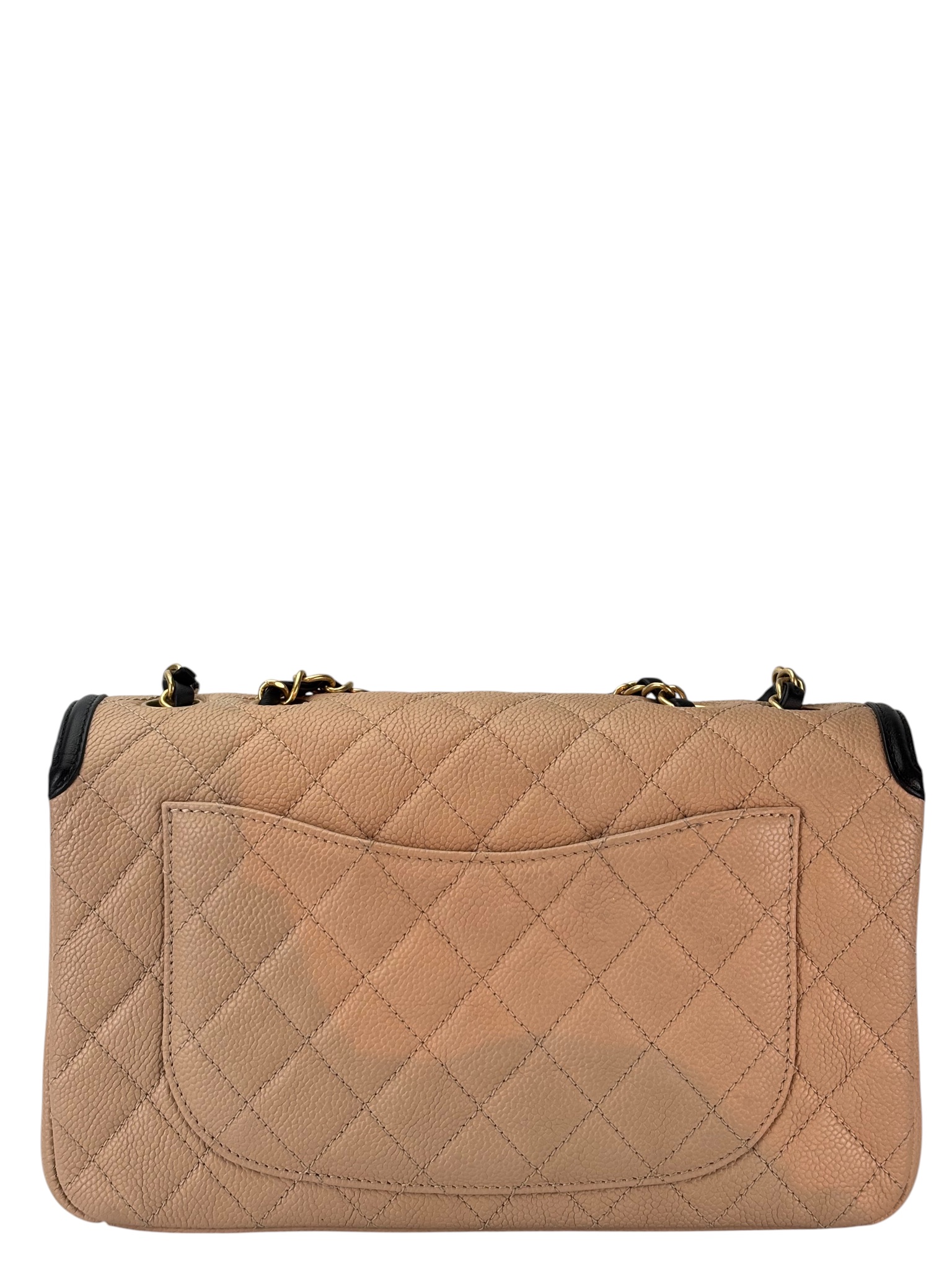 CHANEL - Beige Caviar Filigree Shoulder Bag Gold Hardware