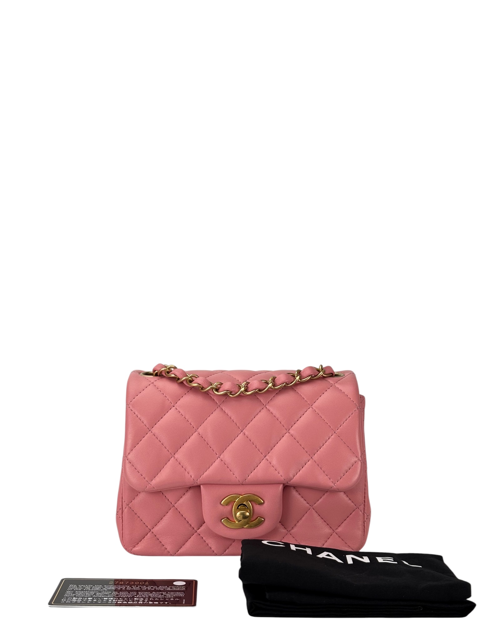 CHANEL - Pink Lambskin Square 17 Shoulder Bag