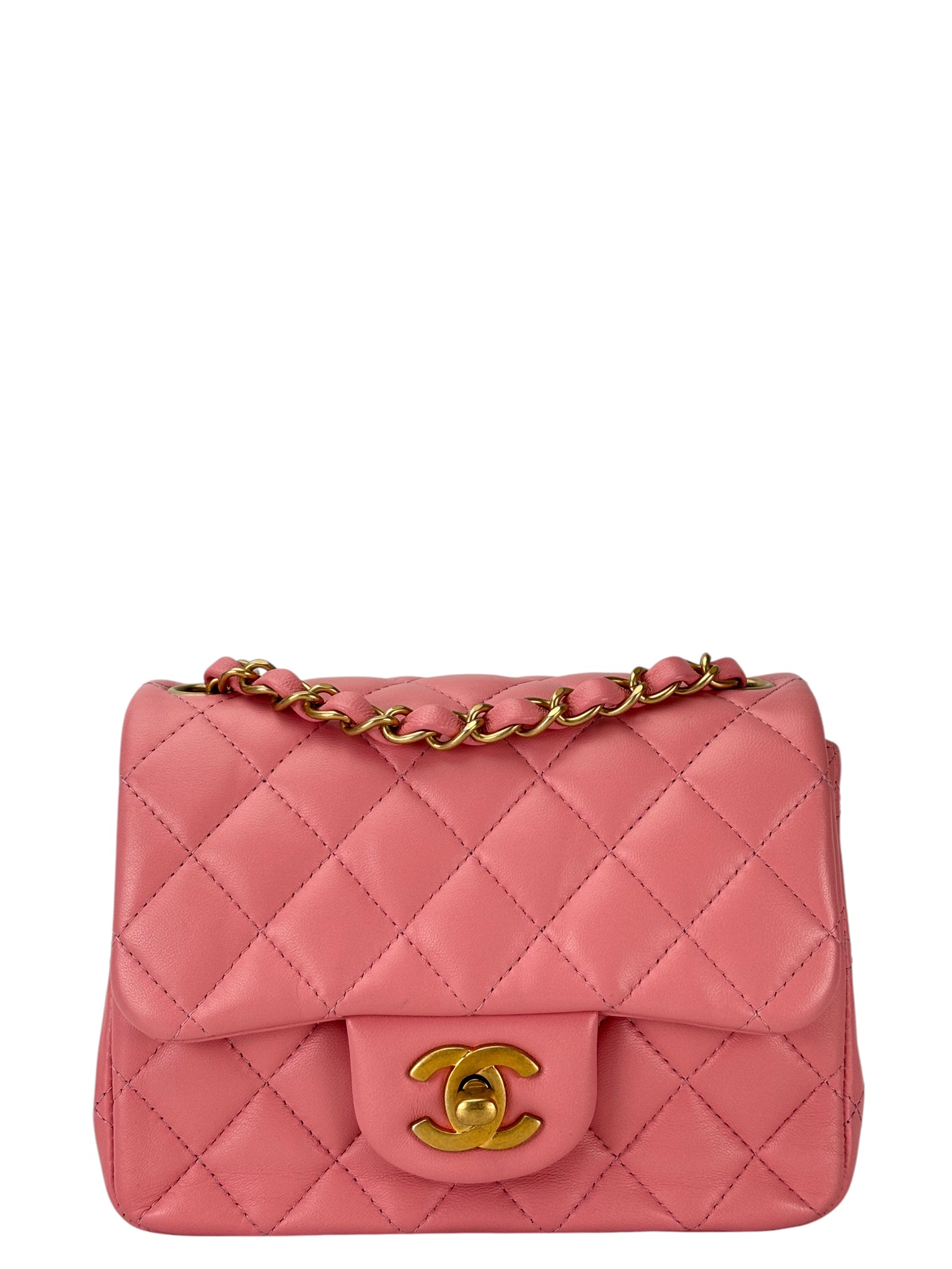 CHANEL - Pink Lambskin Square 17 Shoulder Bag