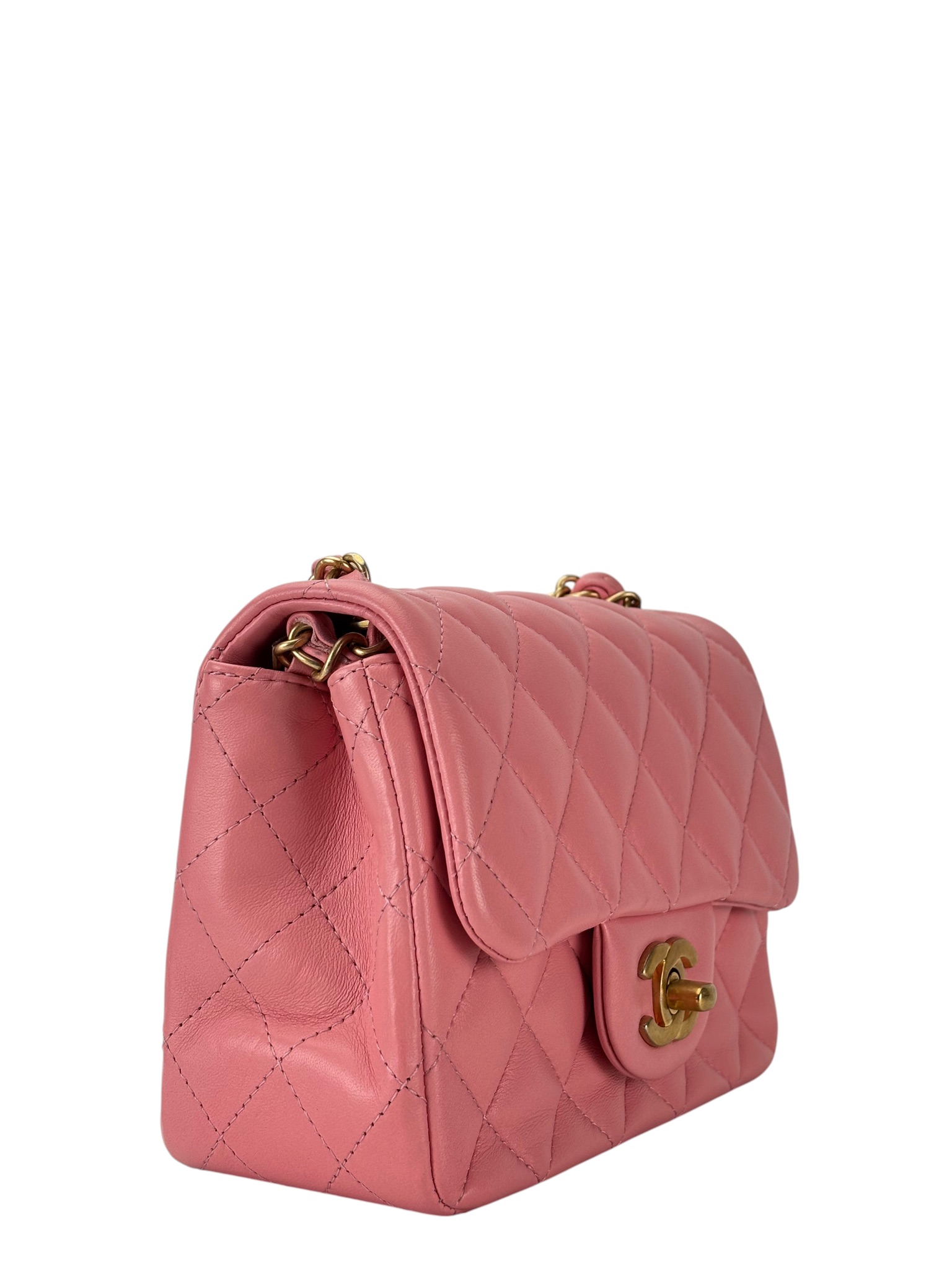 CHANEL - Pink Lambskin Square 17 Shoulder Bag