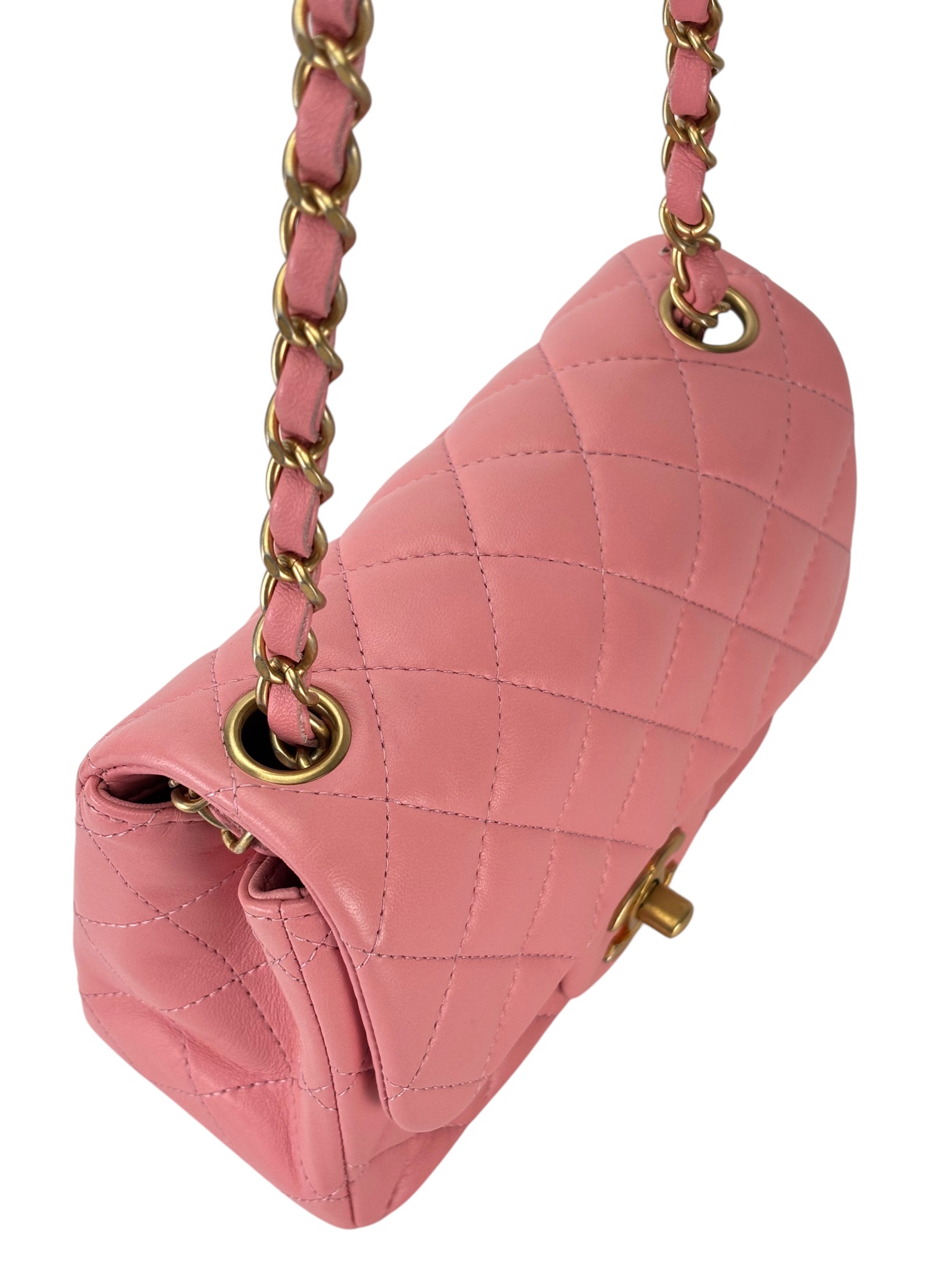 CHANEL - Pink Lambskin Square 17 Shoulder Bag