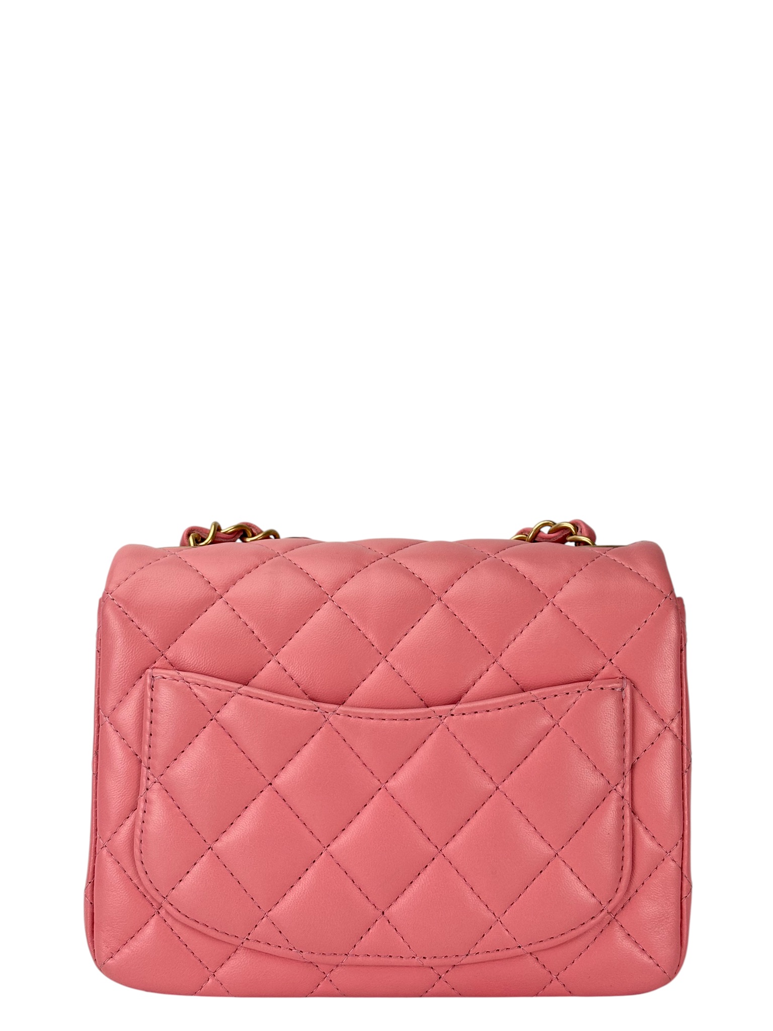 CHANEL - Pink Lambskin Square 17 Shoulder Bag