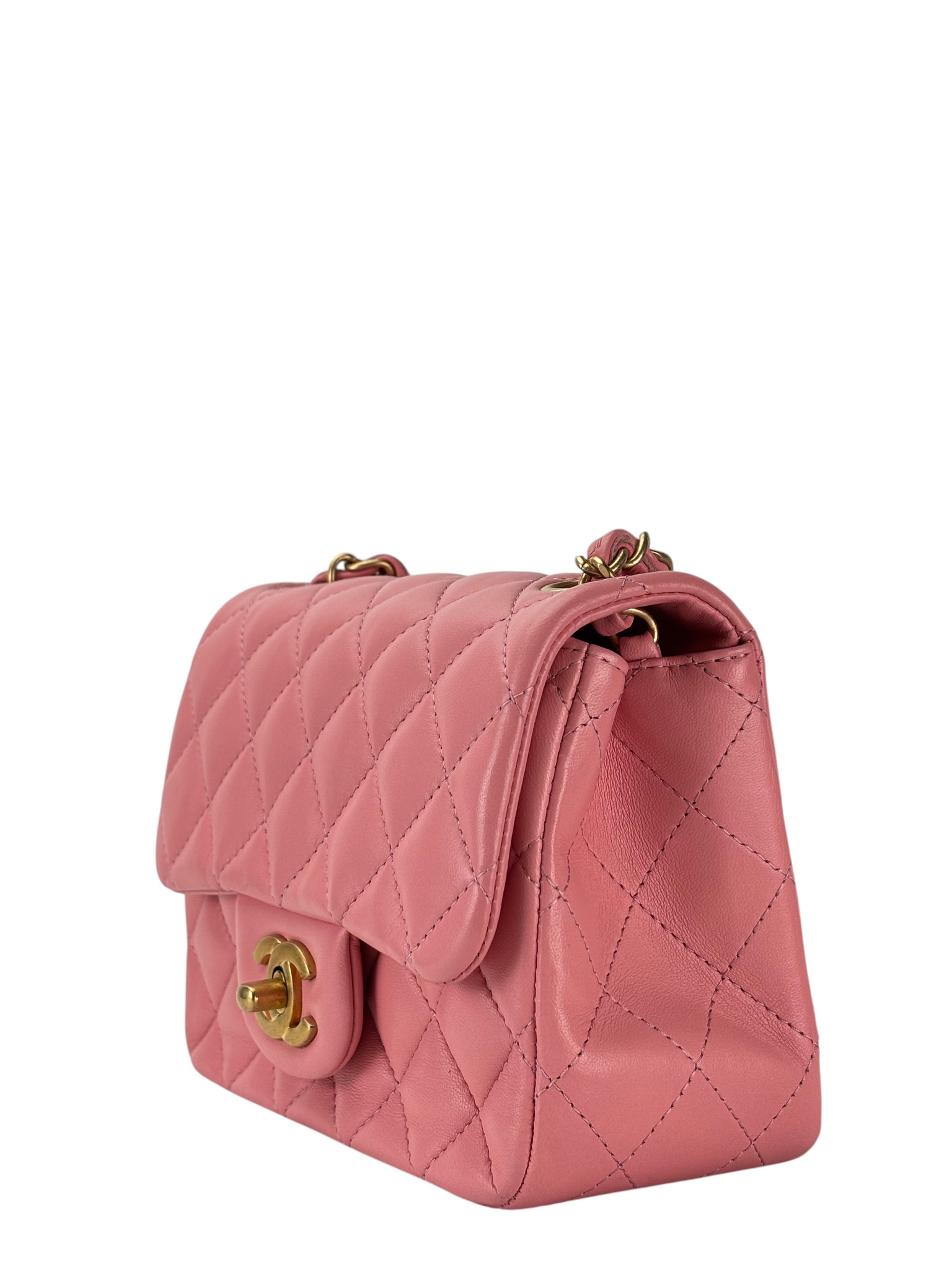 CHANEL - Pink Lambskin Square 17 Shoulder Bag