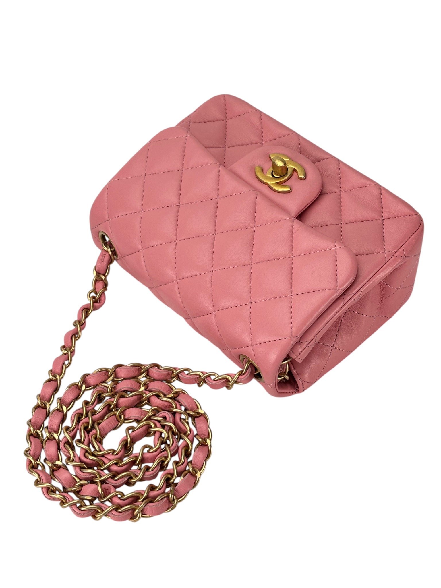 CHANEL - Pink Lambskin Square 17 Shoulder Bag