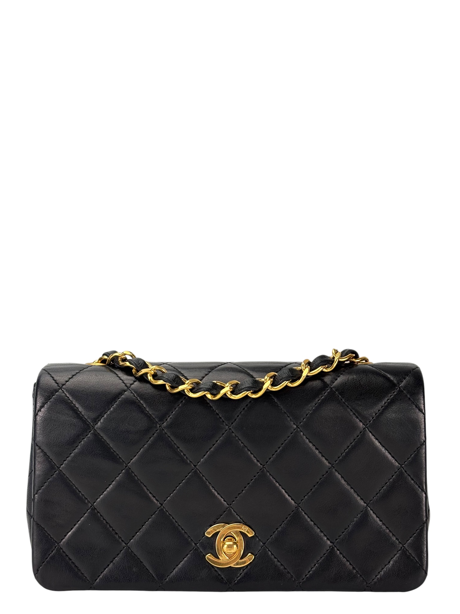 CHANEL - Small Classic Full Flap Bag Black Gold Hardware
