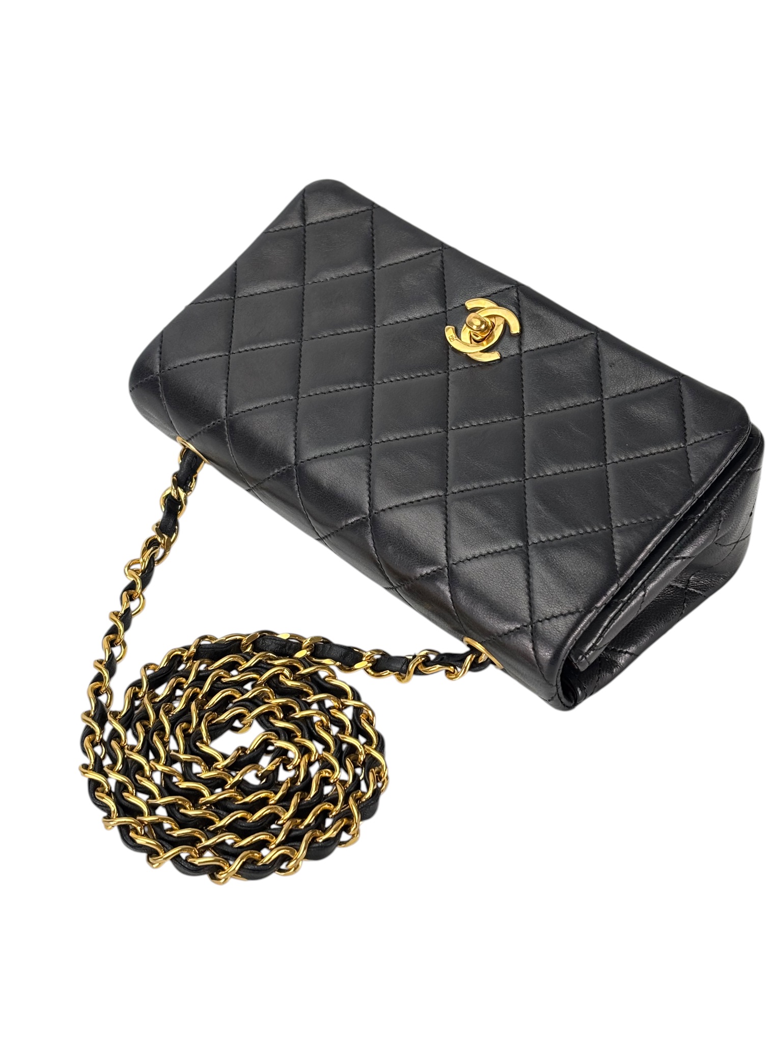 CHANEL - Small Classic Full Flap Bag Black Gold Hardware