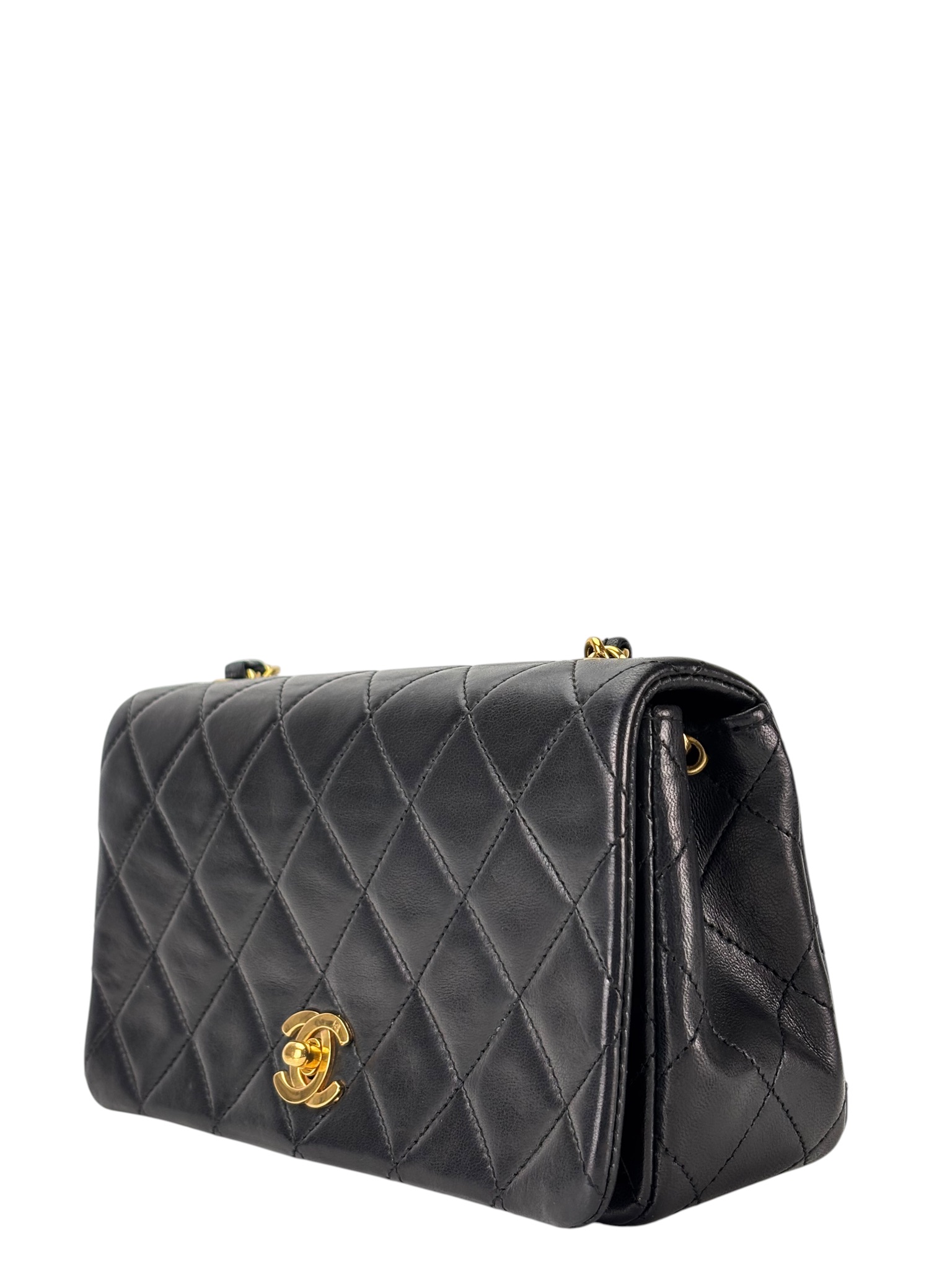 CHANEL - Small Classic Full Flap Bag Black Gold Hardware