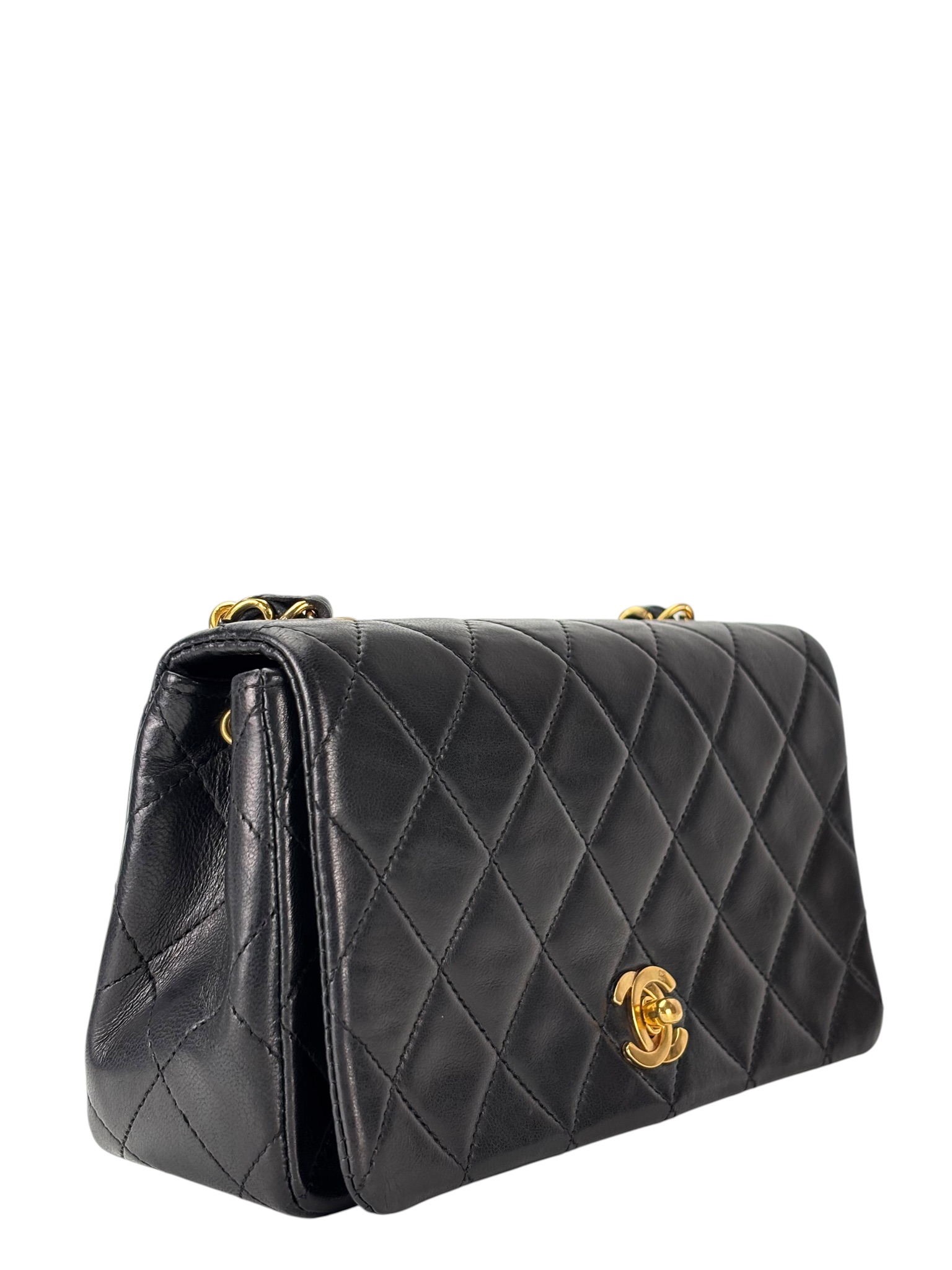 CHANEL - Small Classic Full Flap Bag Black Gold Hardware