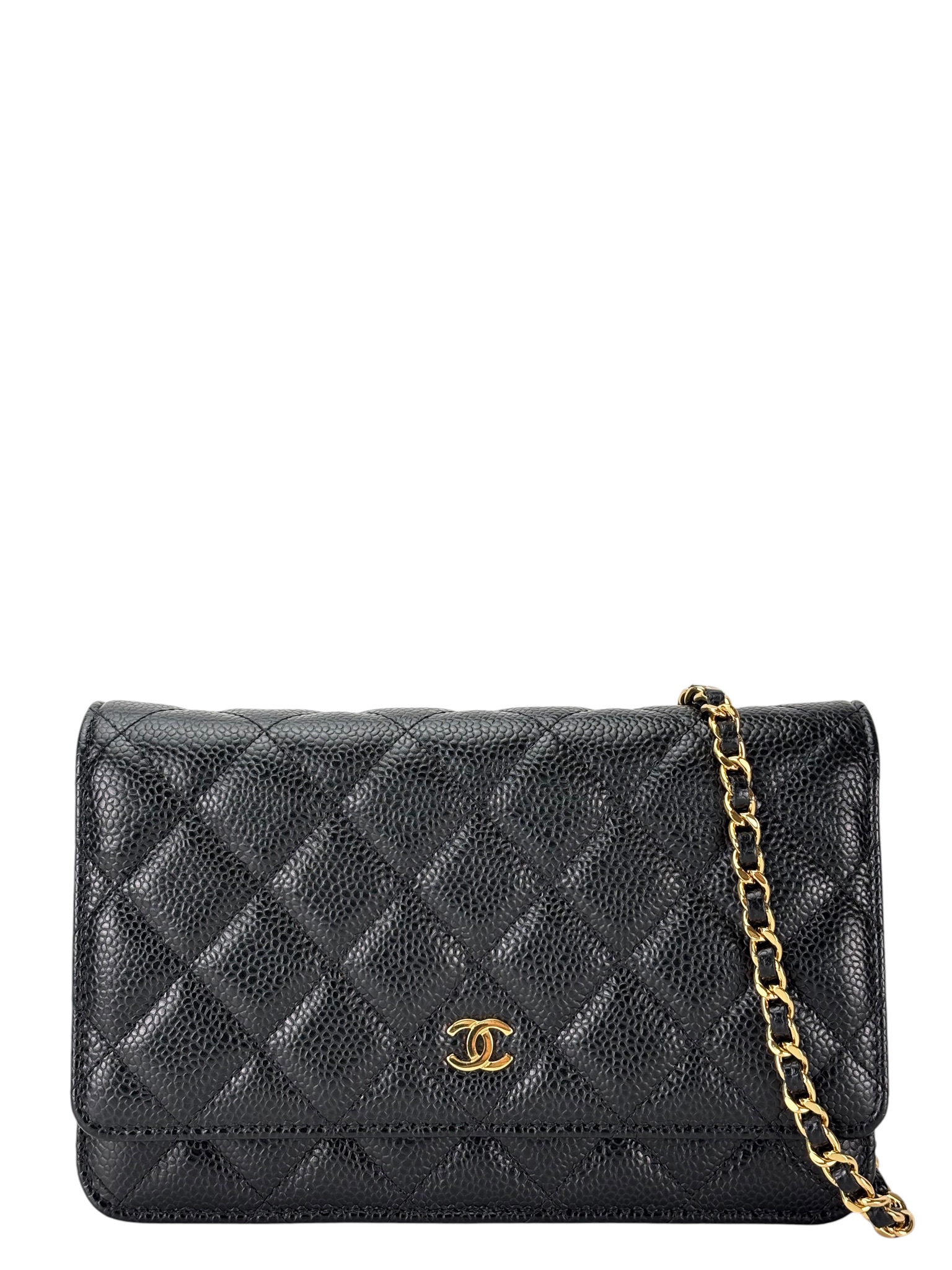 CHANEL - Black Caviar Wallet On Chain Gold-Tone Metal (WOC)
