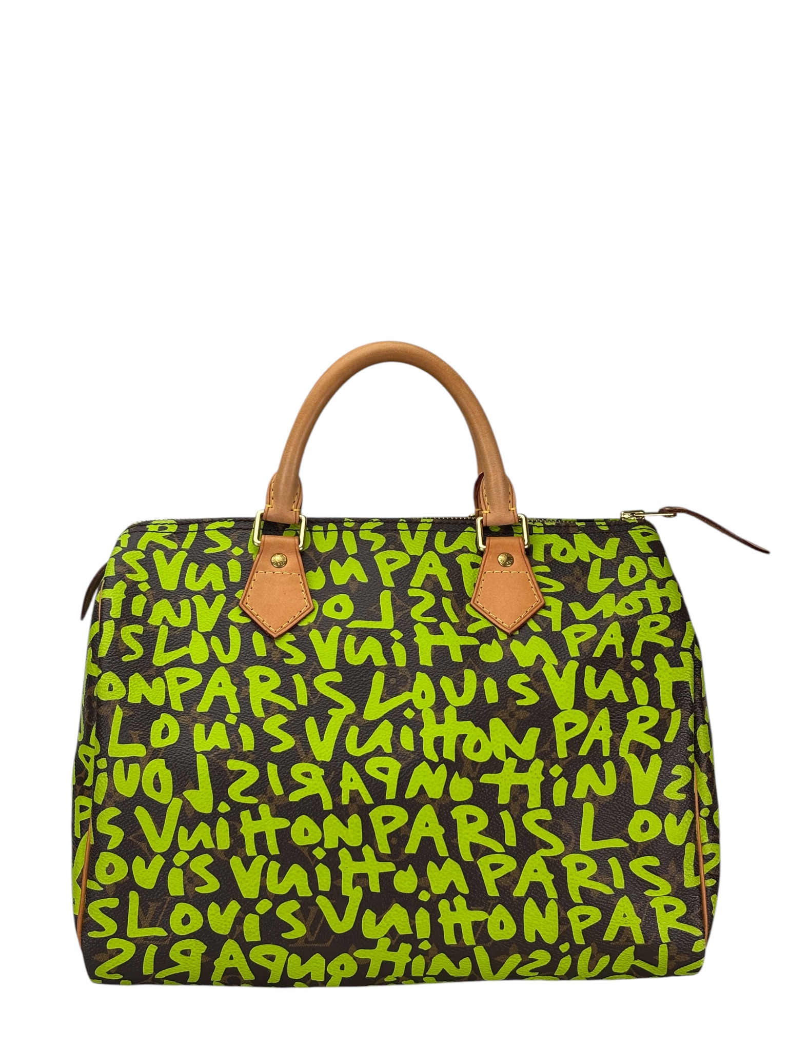 LOUIS VUITTON - Speedy 30 Green Graffiti Handbag Monogram Canvas