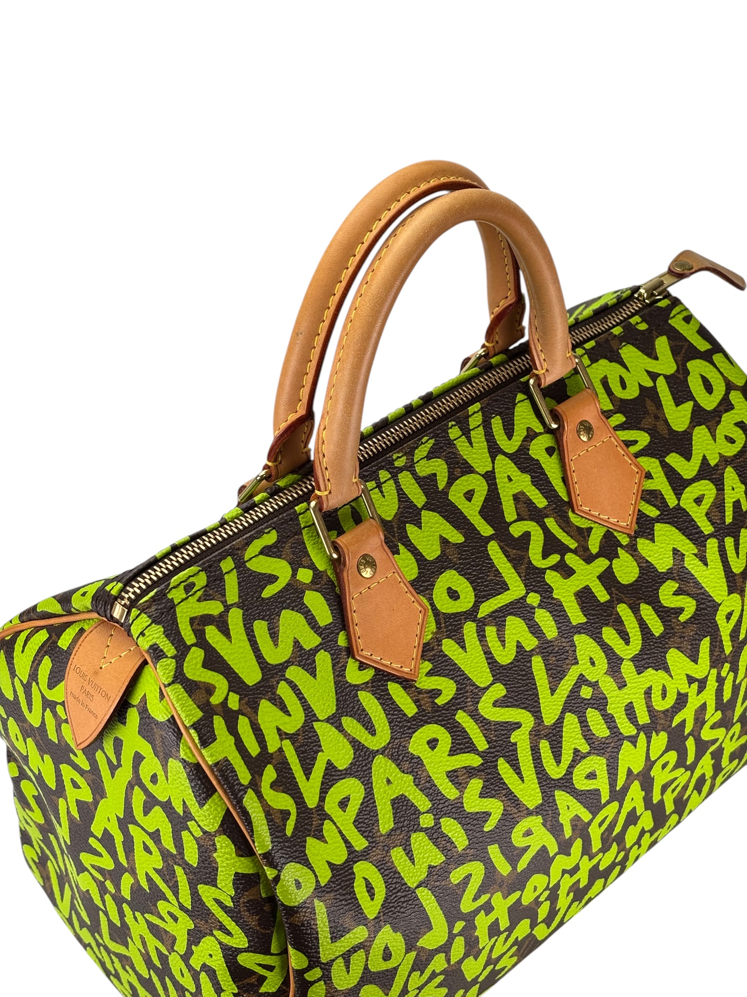 LOUIS VUITTON - Speedy 30 Green Graffiti Handbag Monogram Canvas