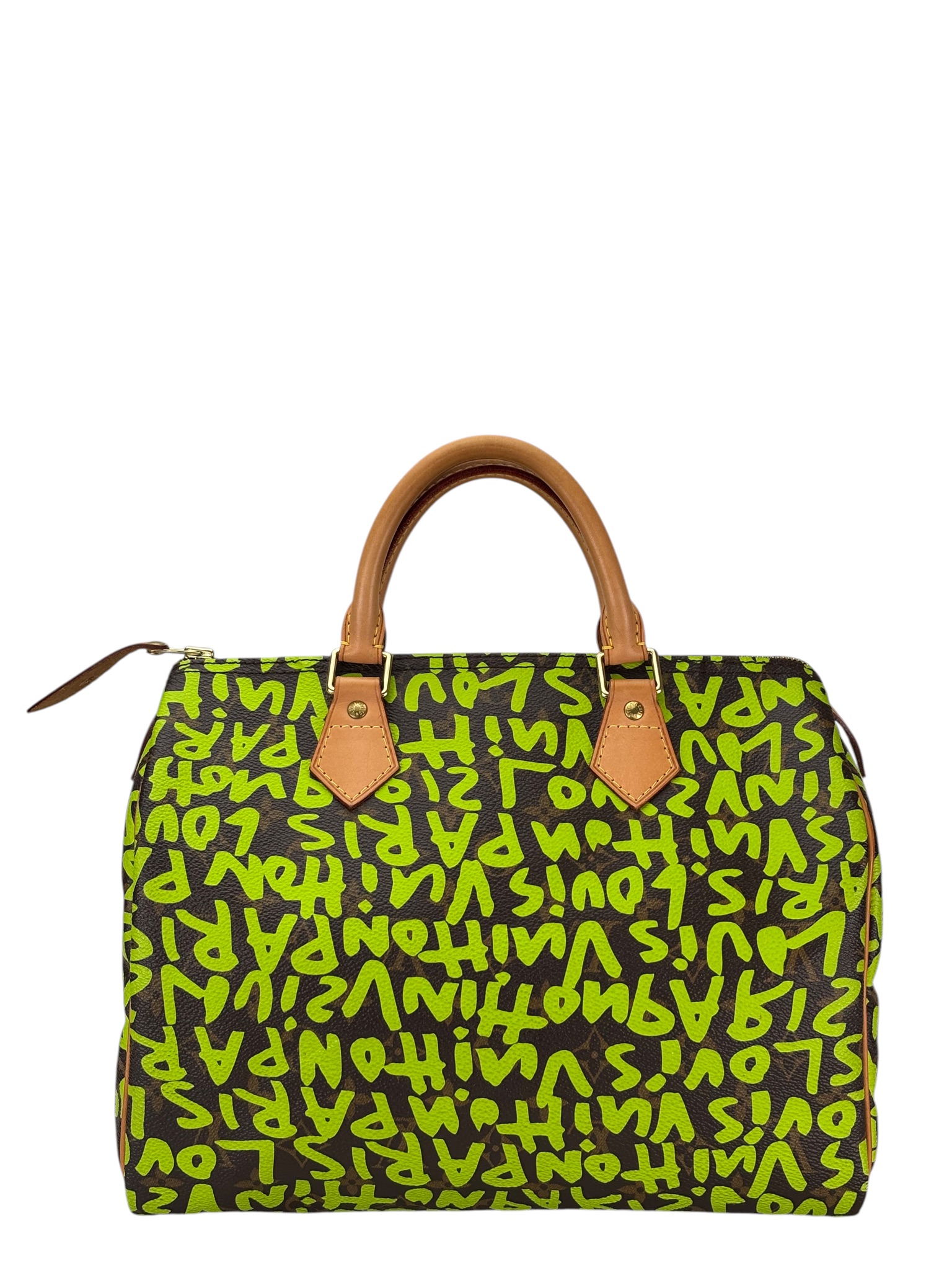LOUIS VUITTON - Speedy 30 Green Graffiti Handbag Monogram Canvas