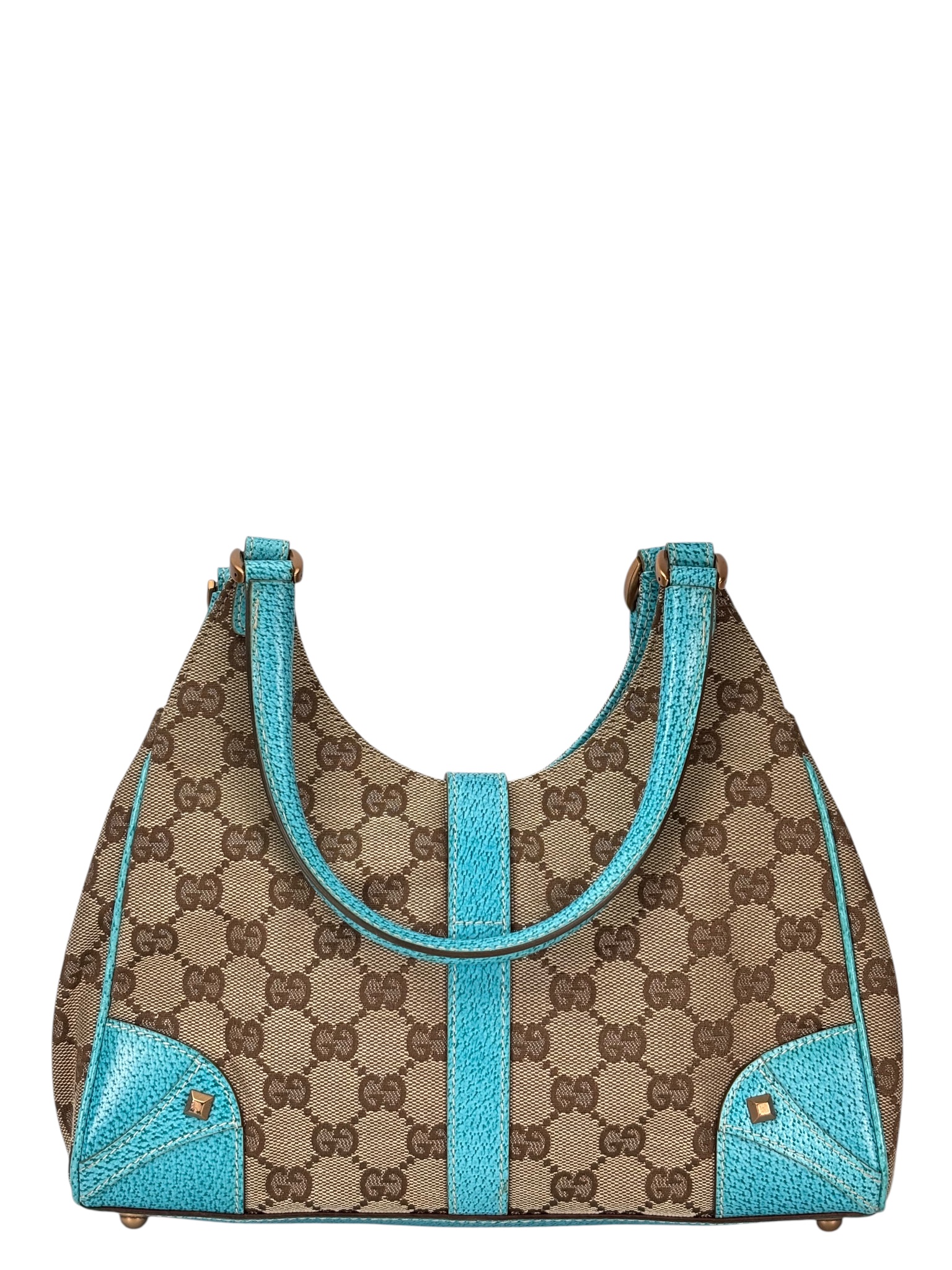 GUCCI - Canvas Blue Leather New Jackie GG Handbag