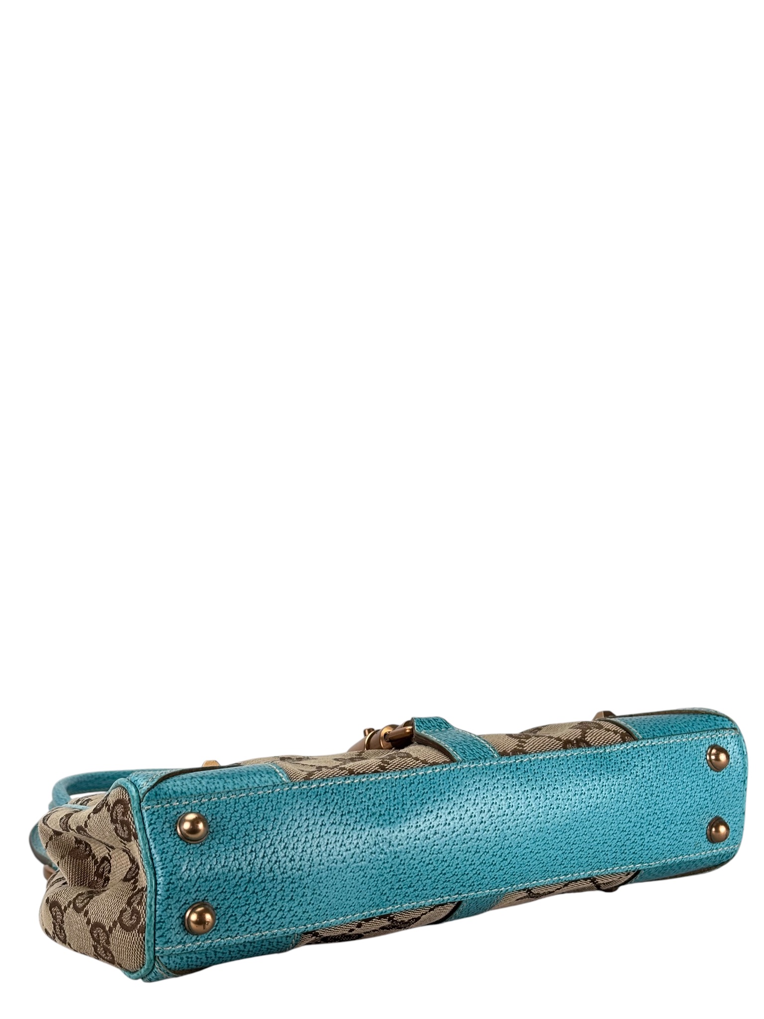 GUCCI - Canvas Blue Leather New Jackie GG Handbag