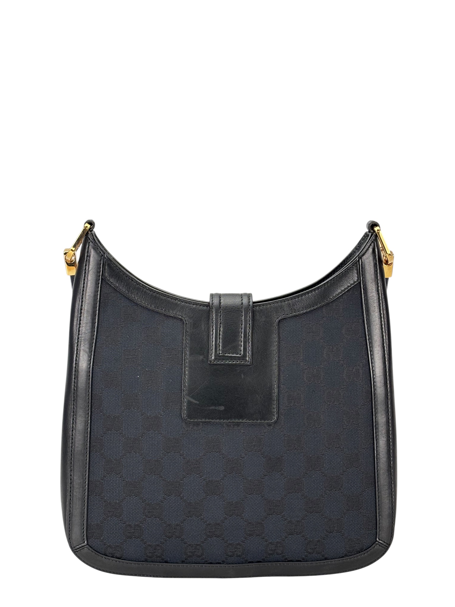 GUCCI - Black Canvas Leather G Logo Shoulder Bag 