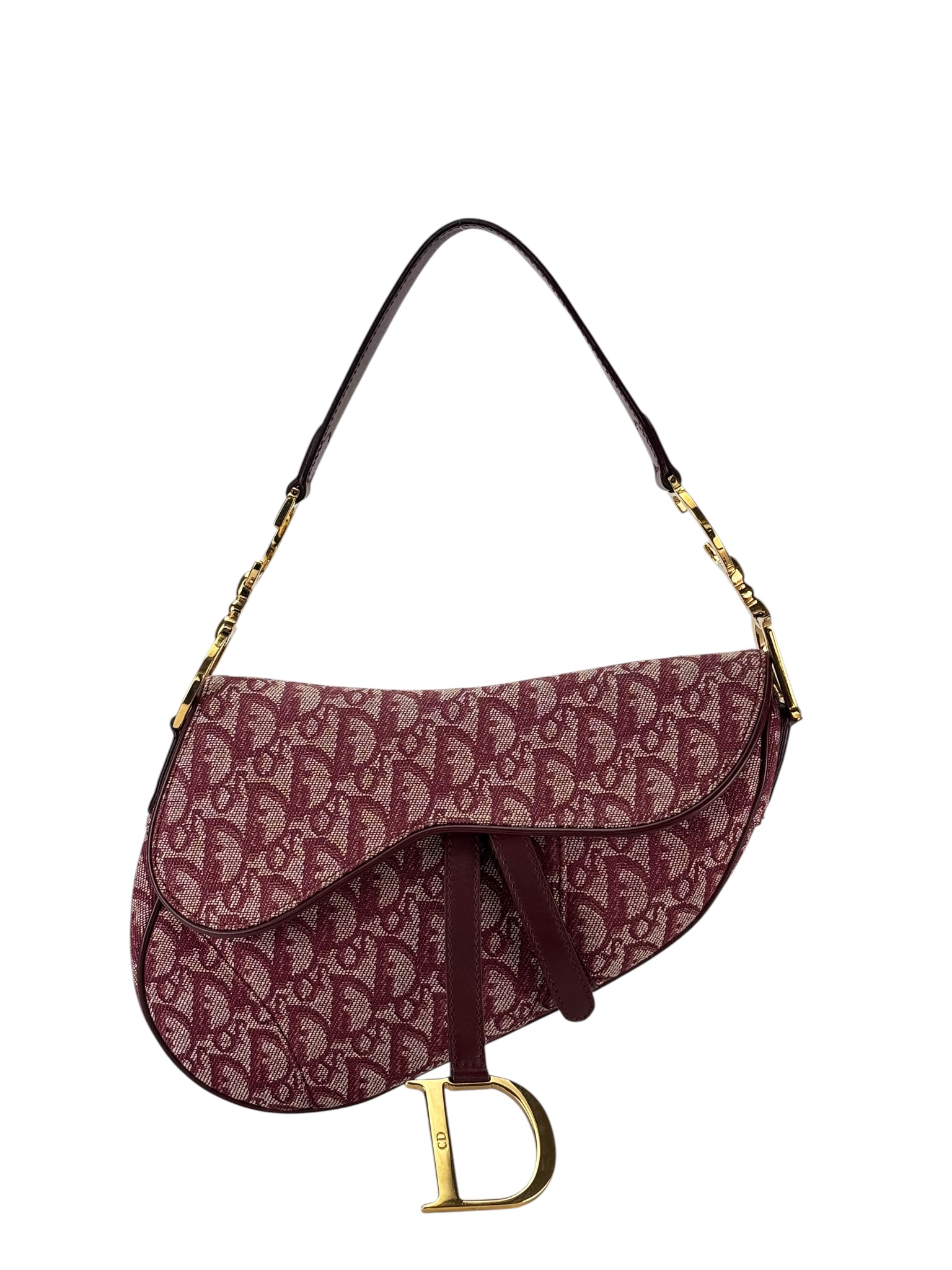 CHRISTIAN DIOR - Red Trotter Canvas Saddle Shoulder Bag 